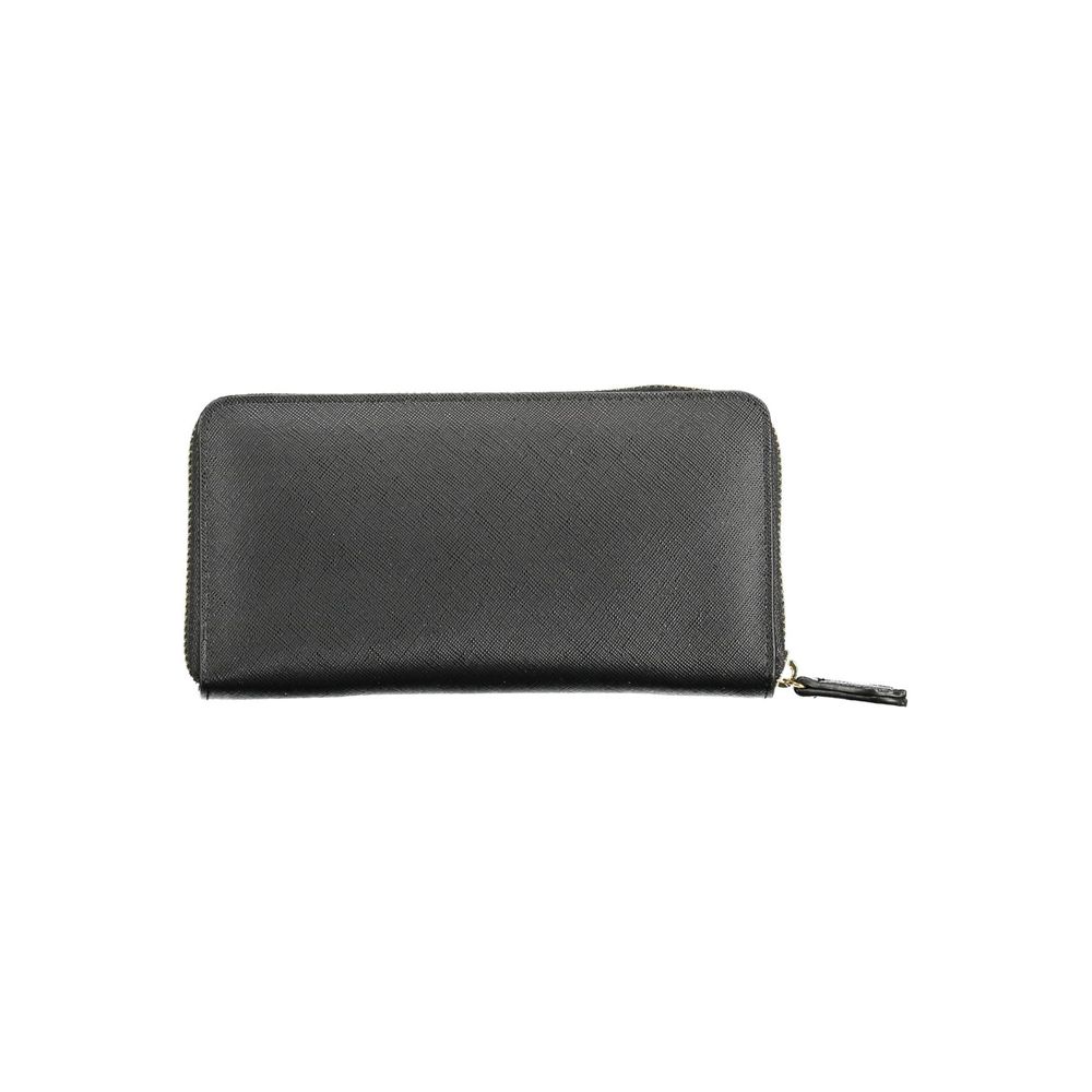Valentino Bags Black Faux Leather Wallet with Zip Closure