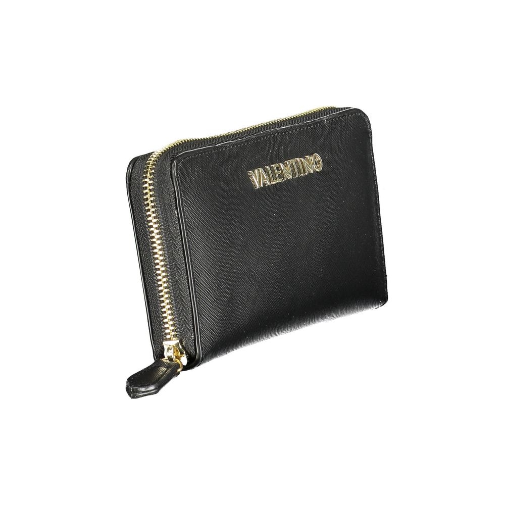 Valentino Bags Black Faux Leather Wallet with Zip Closure