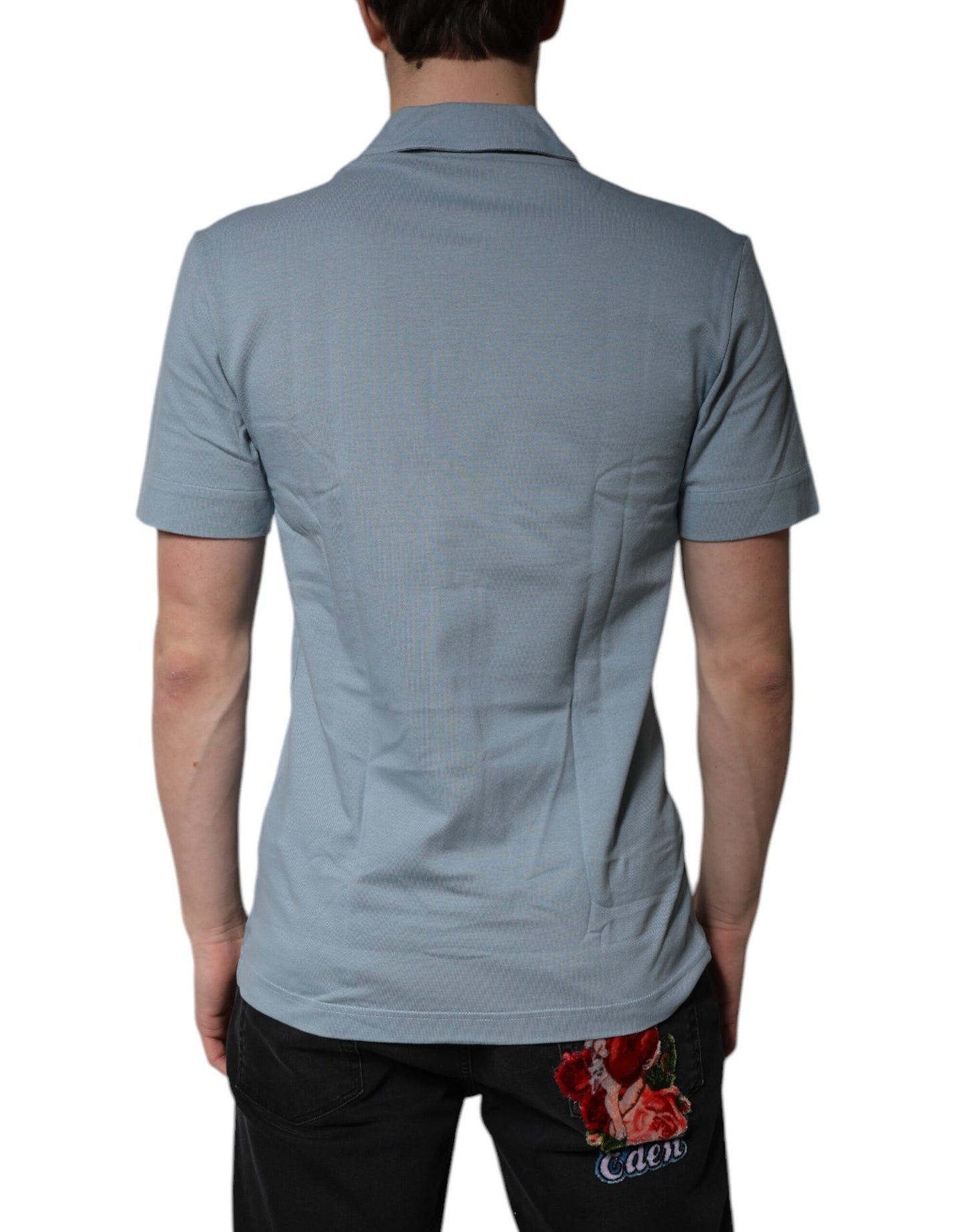 Dolce & Gabbana Light Blue Cotton Button Down Casual Polo Shirt