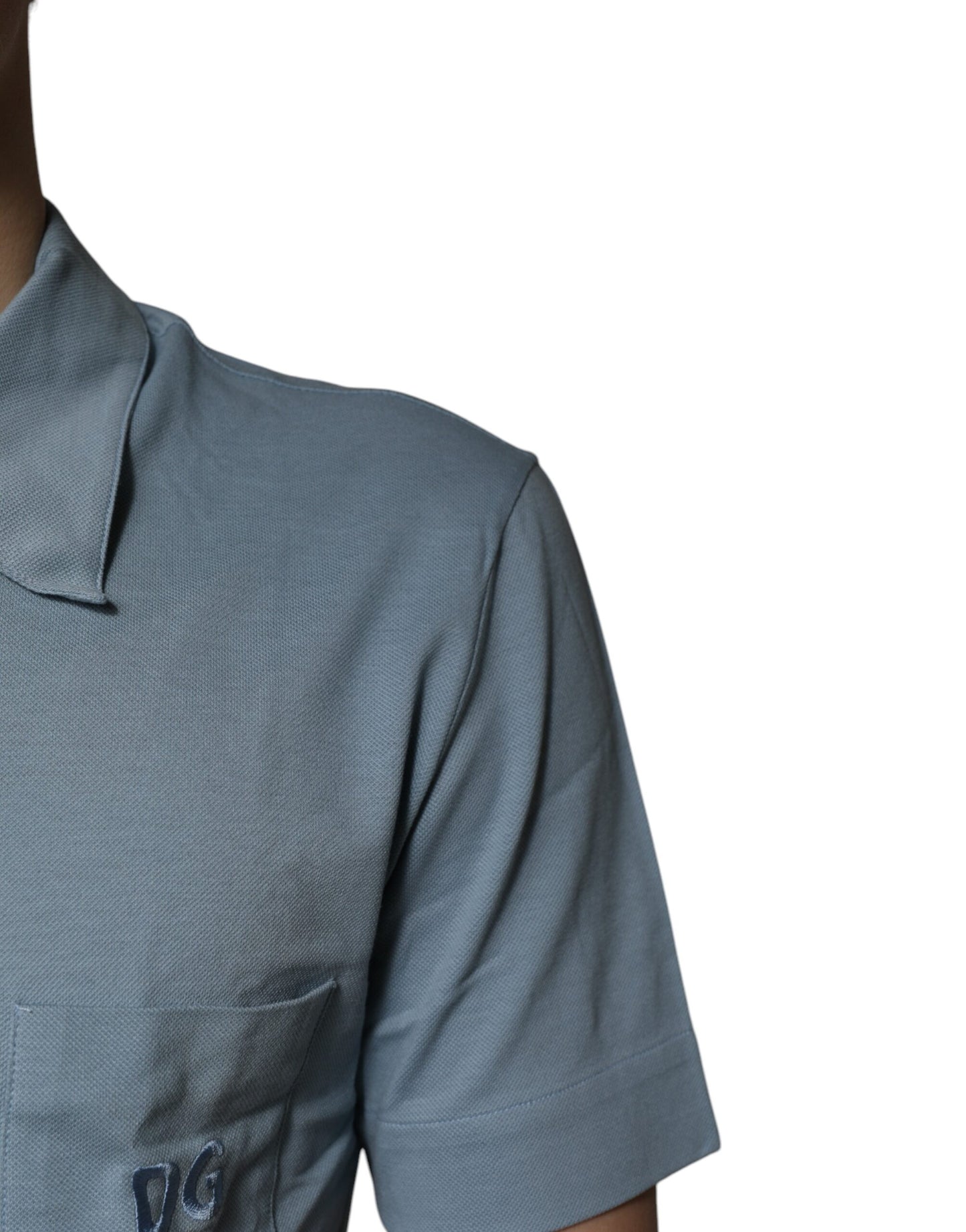 Dolce & Gabbana Light Blue Cotton Button Down Casual Polo Shirt