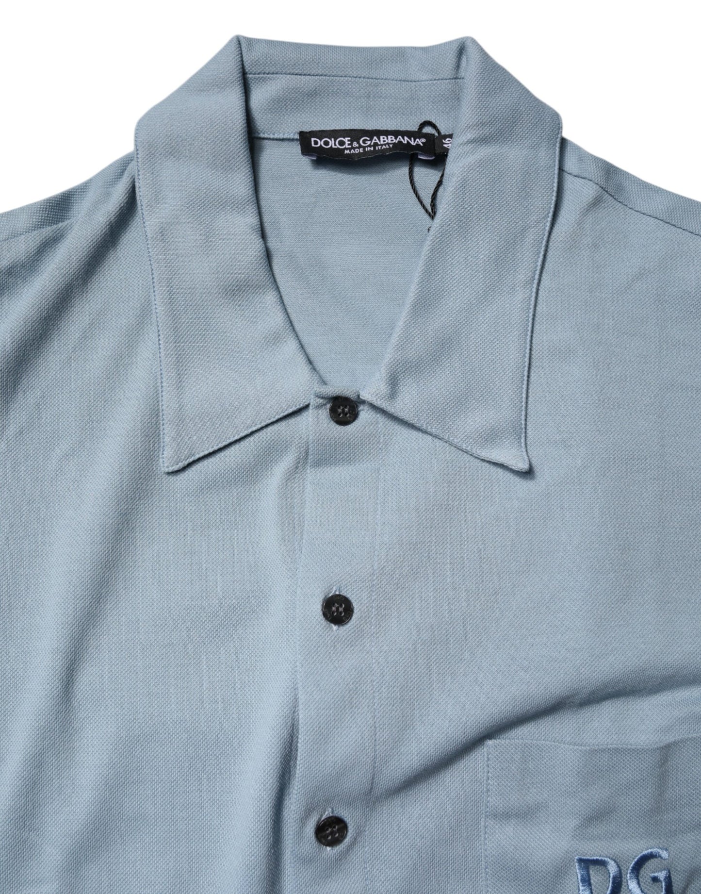 Dolce & Gabbana Light Blue Cotton Button Down Casual Polo Shirt
