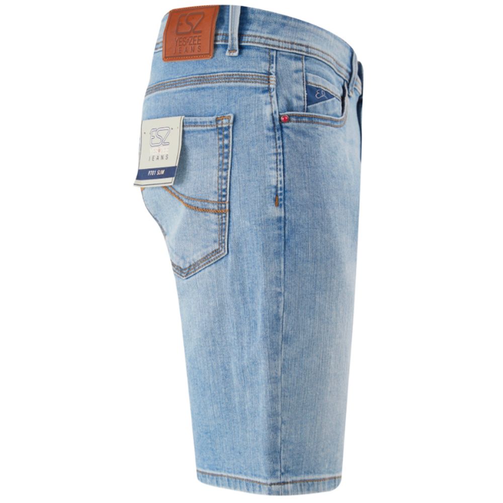 Yes Zee Light Blue Cotton Bermuda Shorts