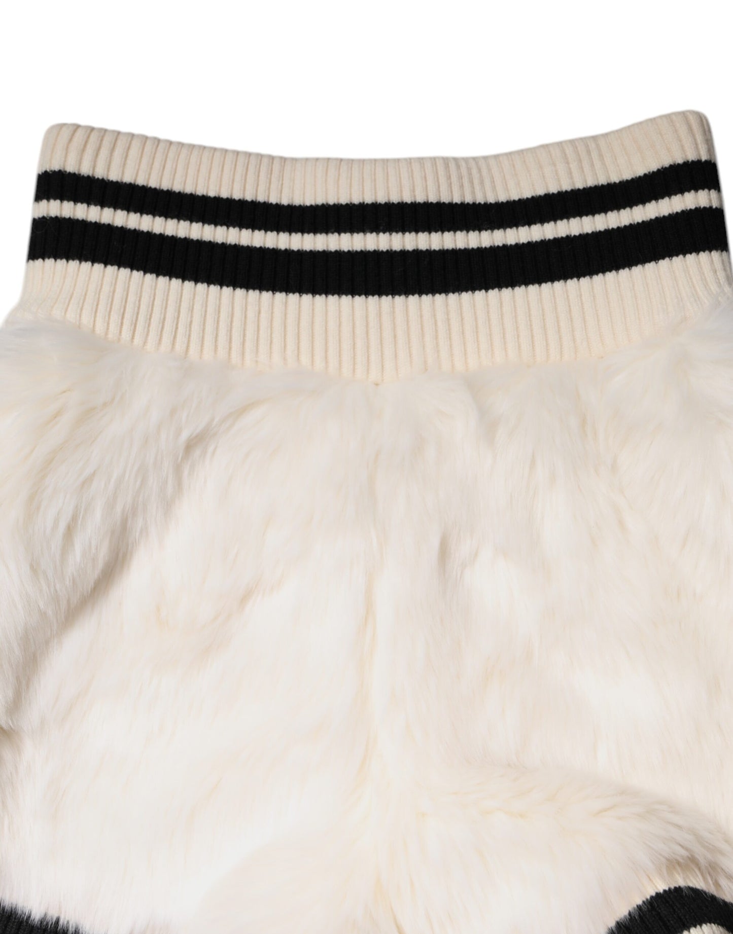 Dolce & Gabbana White Faux Fur High Waisted Hot Pants Shorts