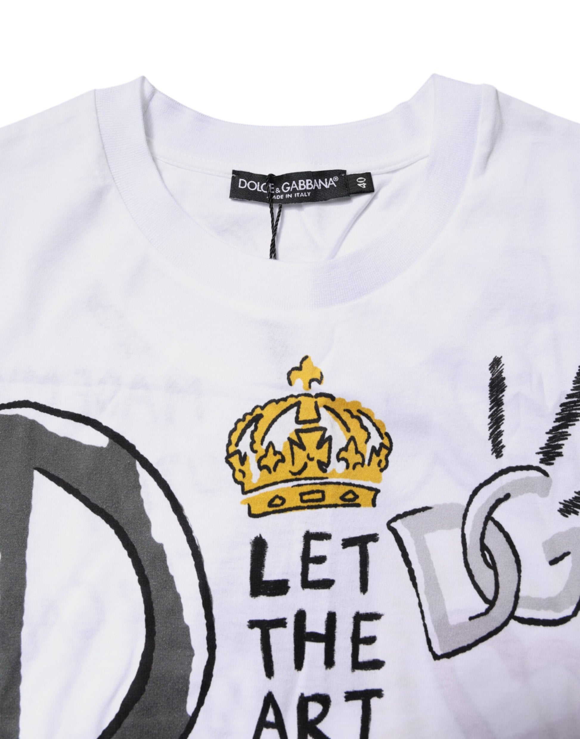 Dolce & Gabbana White Short-Sleeved Printed Jersey T-shirt