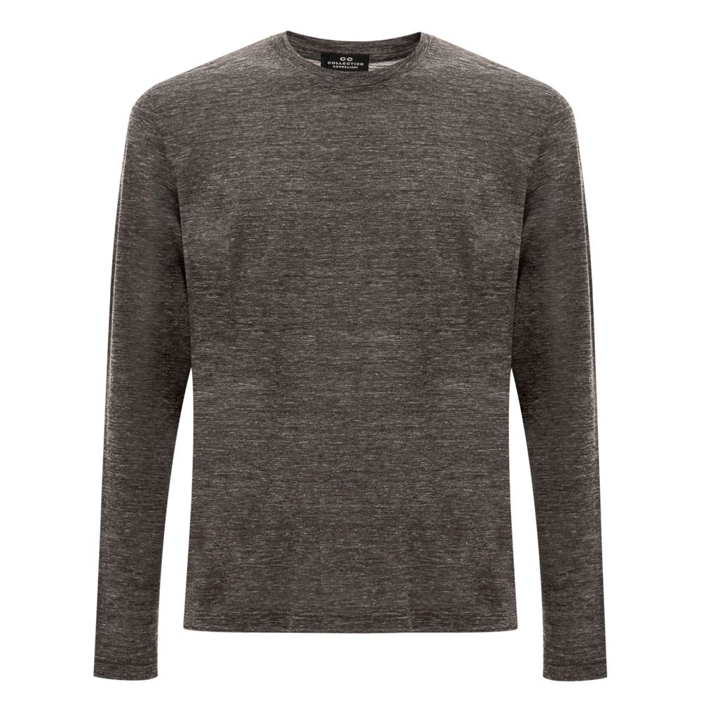 Corneliani Gray Wool Long Sleeved T-Shirt