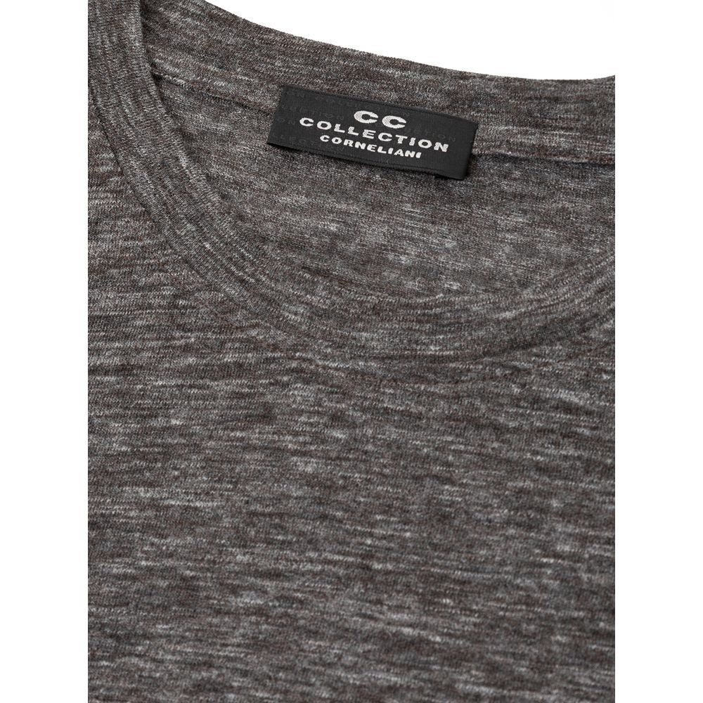 Corneliani Gray Wool Long Sleeved T-Shirt