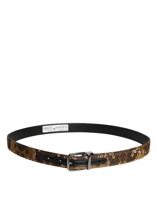 Dolce & Gabbana Multicolour Jacquard Leather Logo Buckle Belt