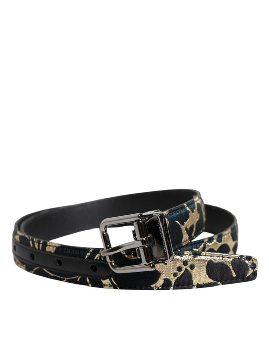 Dolce & Gabbana Multicolour Jacquard Leather Logo Buckle Belt