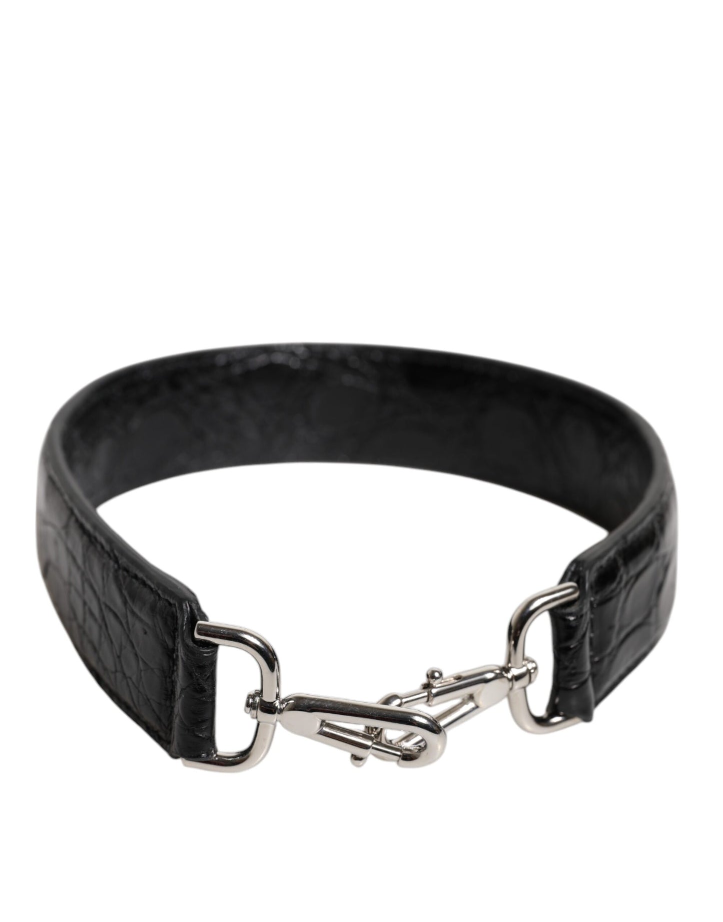 Dolce & Gabbana Black Alligator Leather Shoulder Strap Handbag Accessory
