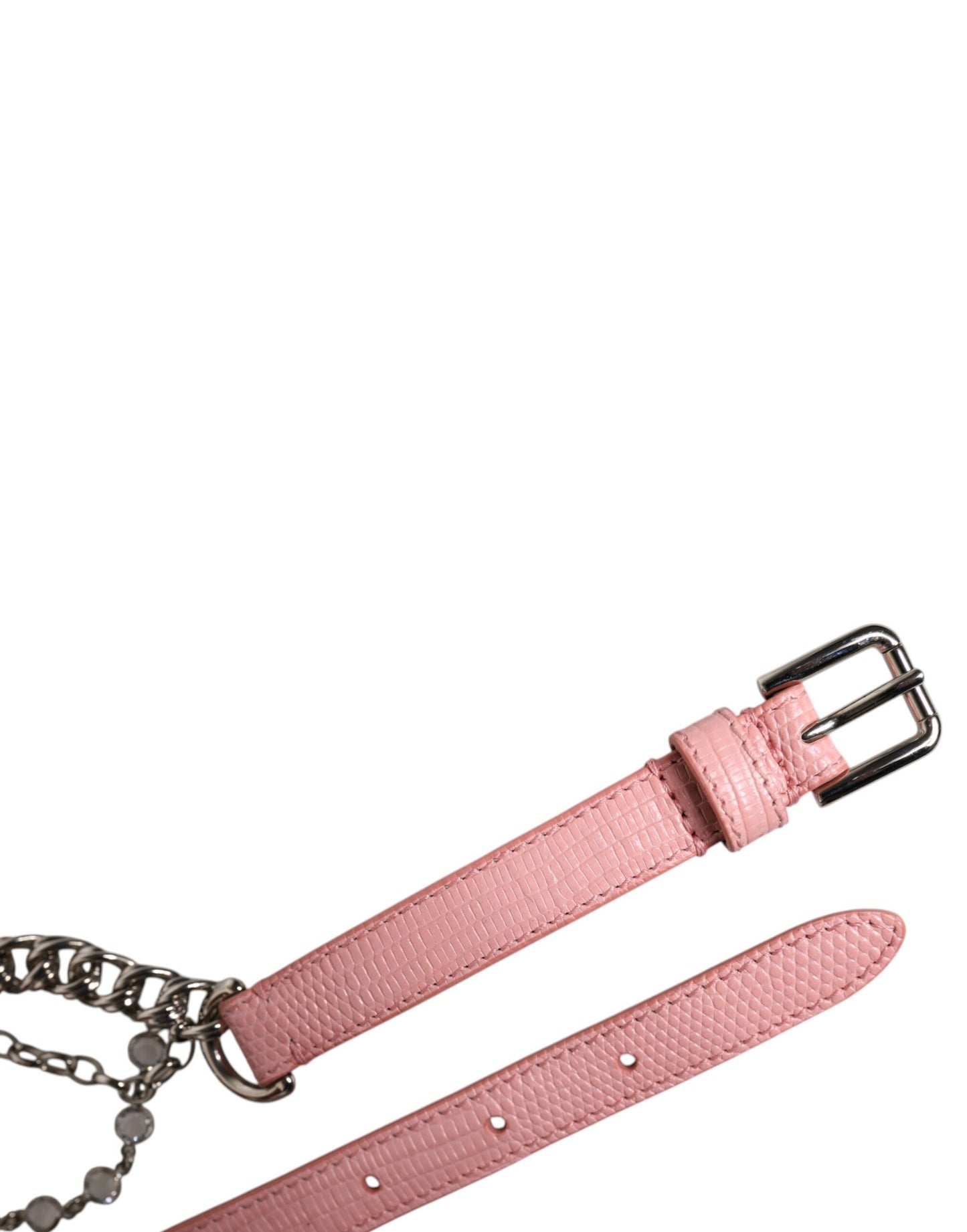 Dolce & Gabbana Pink Embellished Roses Textured Leather Belt