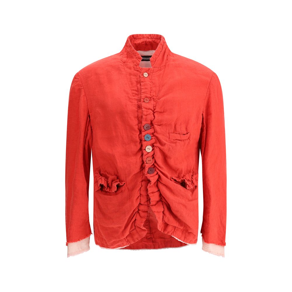 Undercover Linen Jacket with Ruffles and Multicoloured Buttons