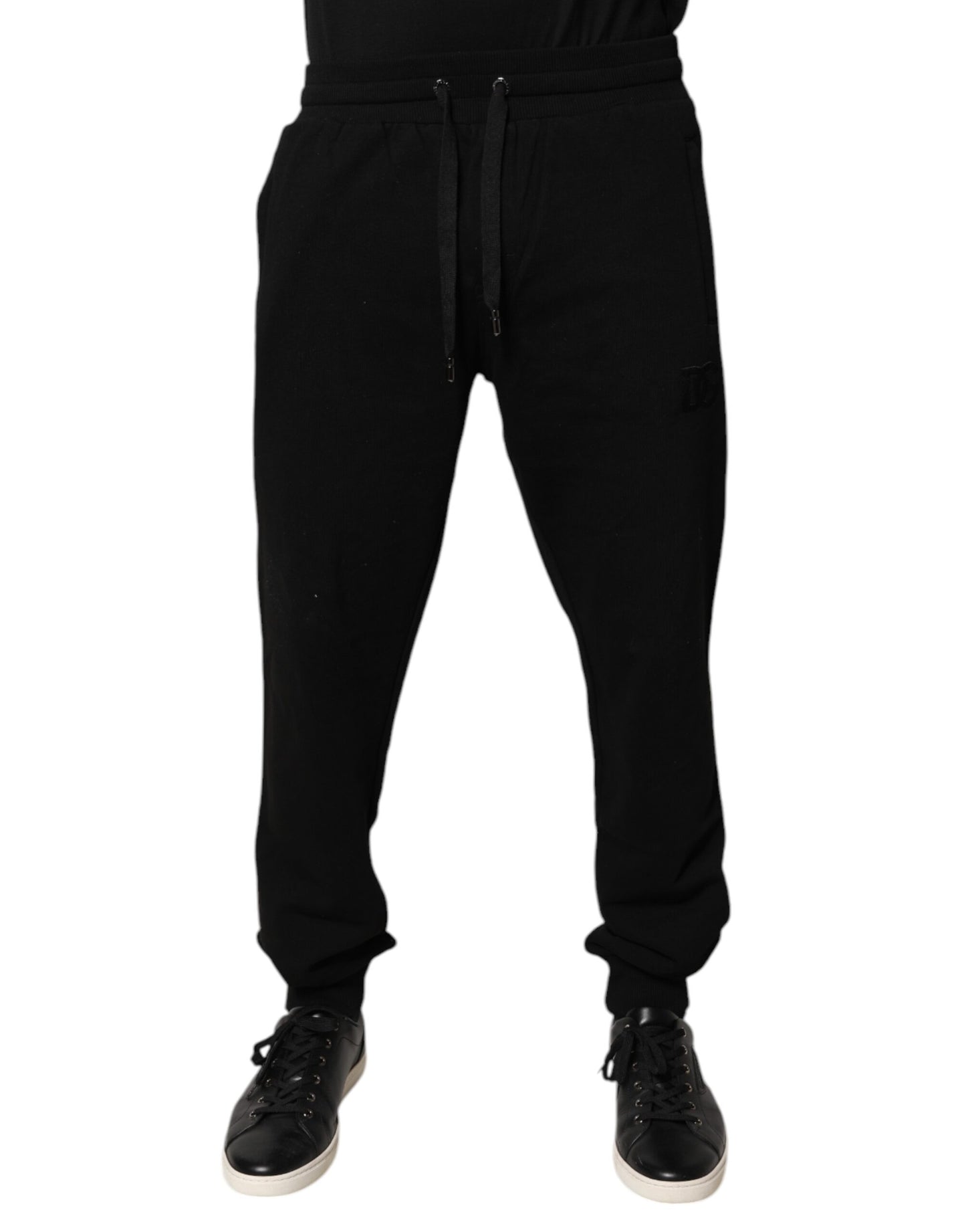 Dolce & Gabbana Black Cotton Mid Waist Jogger Sweatpants