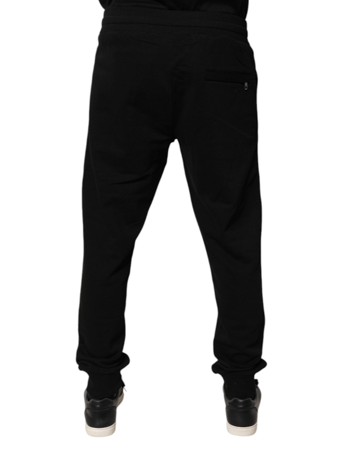 Dolce & Gabbana Black Cotton Mid Waist Jogger Sweatpants