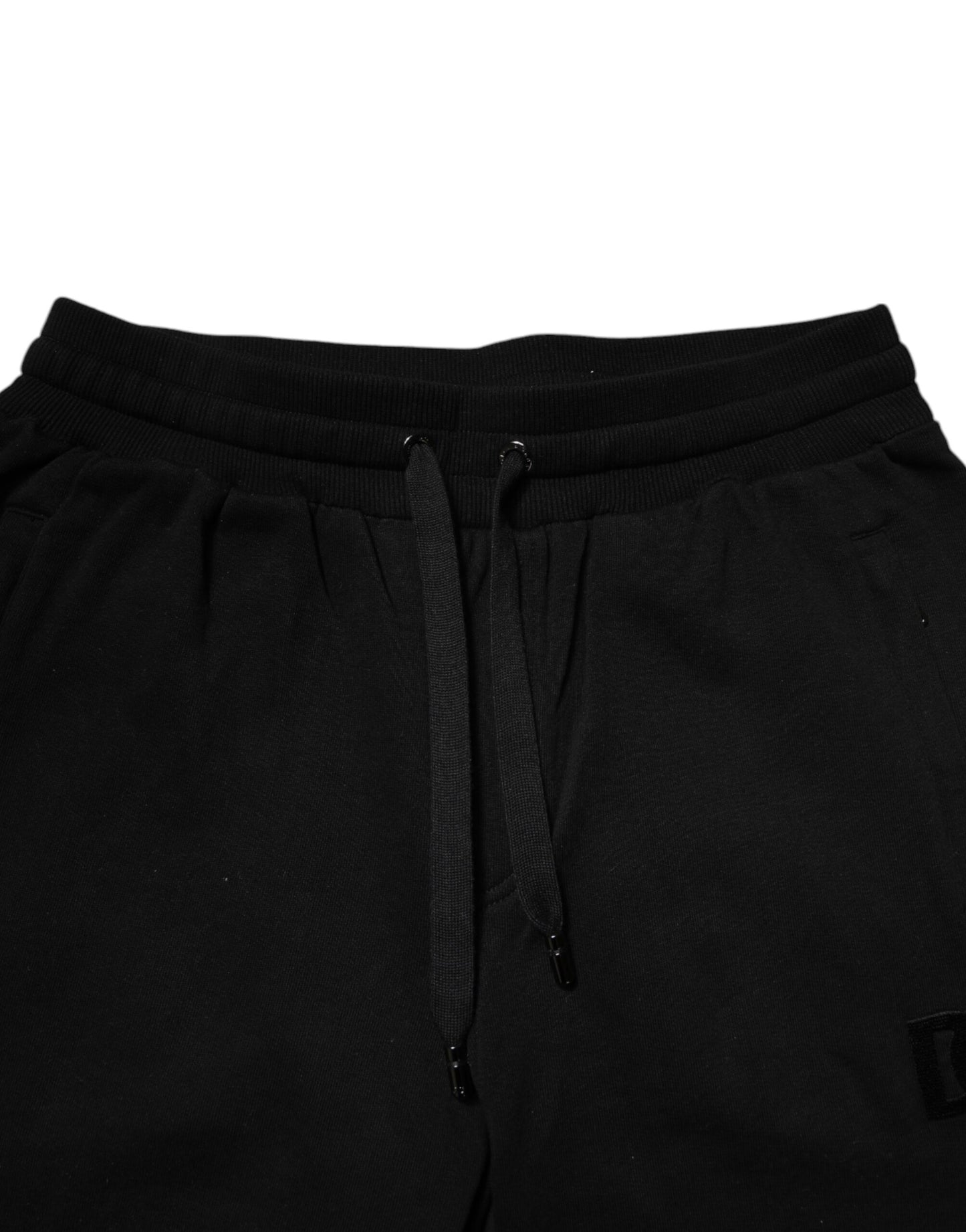 Dolce & Gabbana Black Cotton Mid Waist Jogger Sweatpants