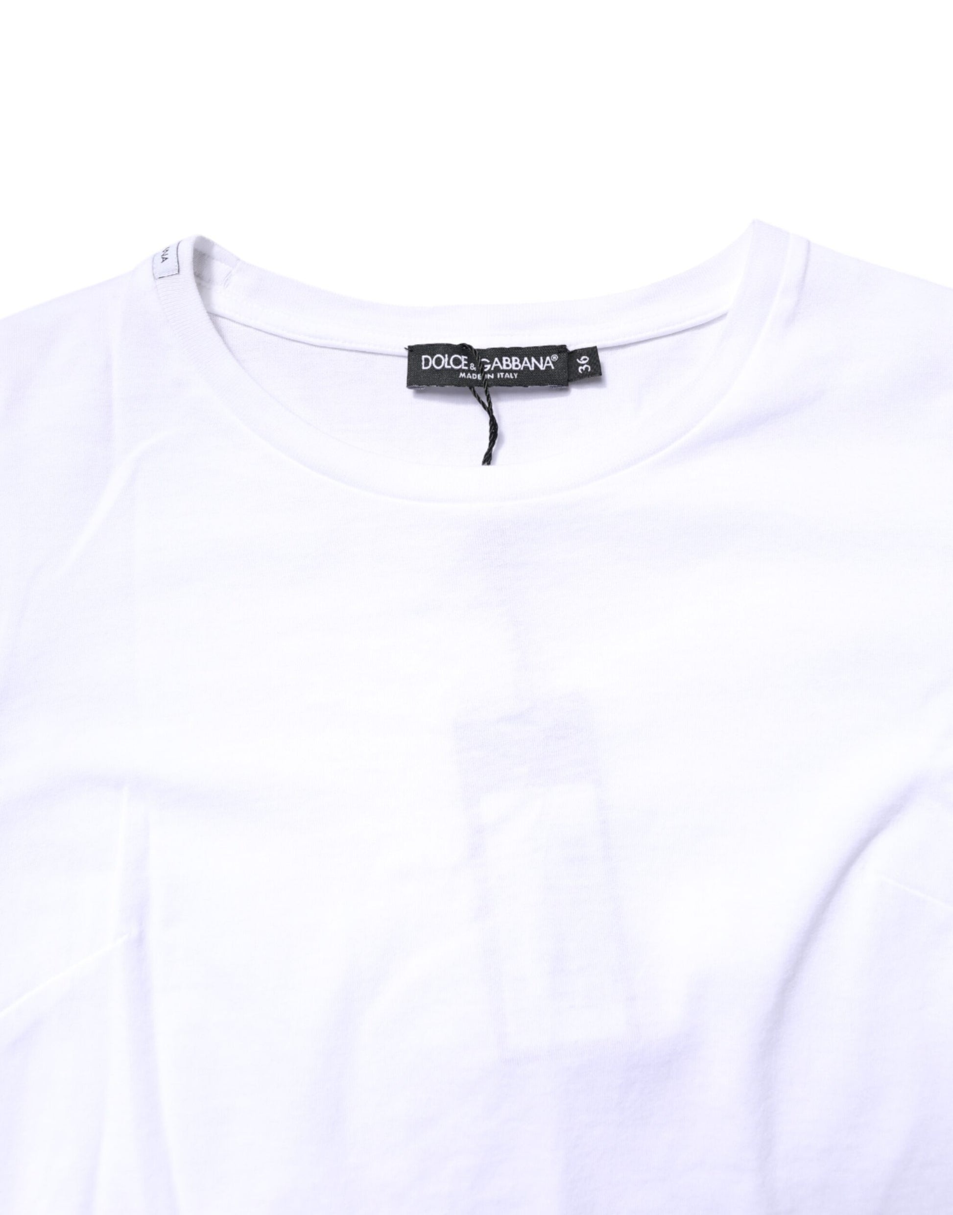 Dolce & Gabbana White Cotton Crew Neck Short Sleeves T-shirt