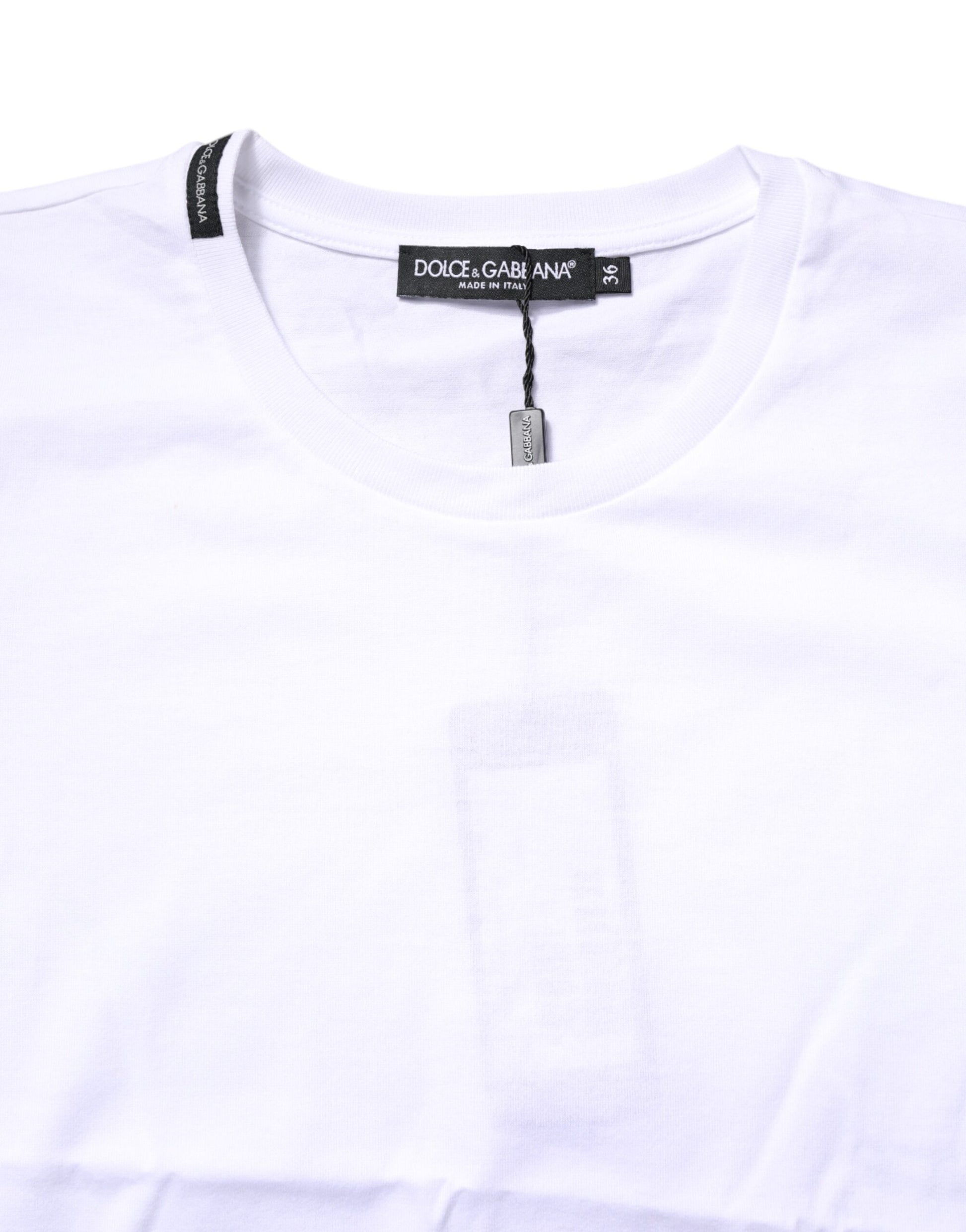 Dolce & Gabbana White Cotton Crew Neck Short Sleeves T-shirt