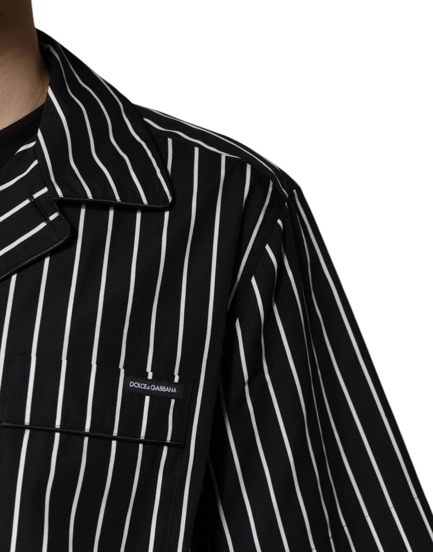 Dolce & Gabbana Black White Stripes Cotton Men Pajama Set