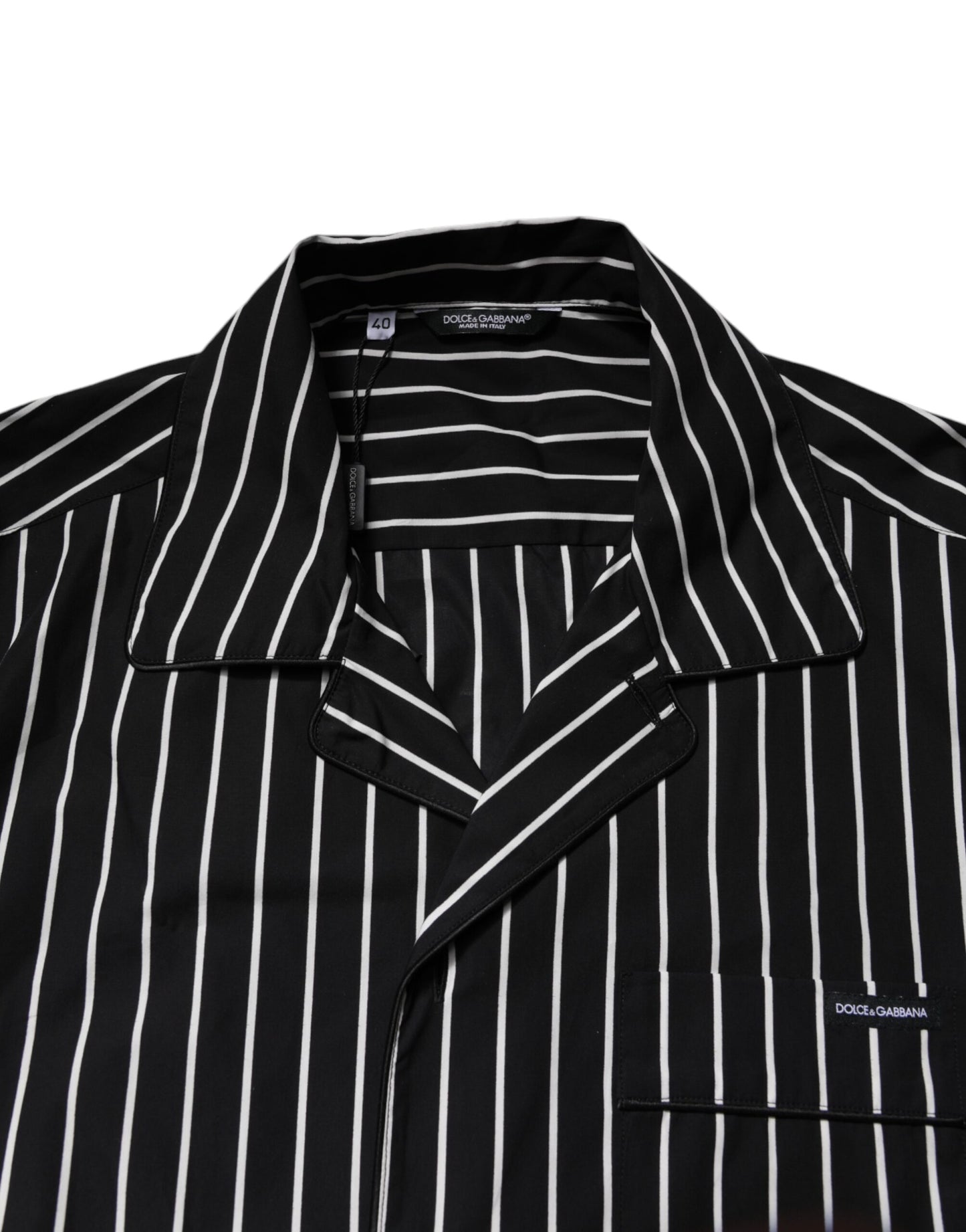 Dolce & Gabbana Black White Stripes Cotton Men Pajama Set