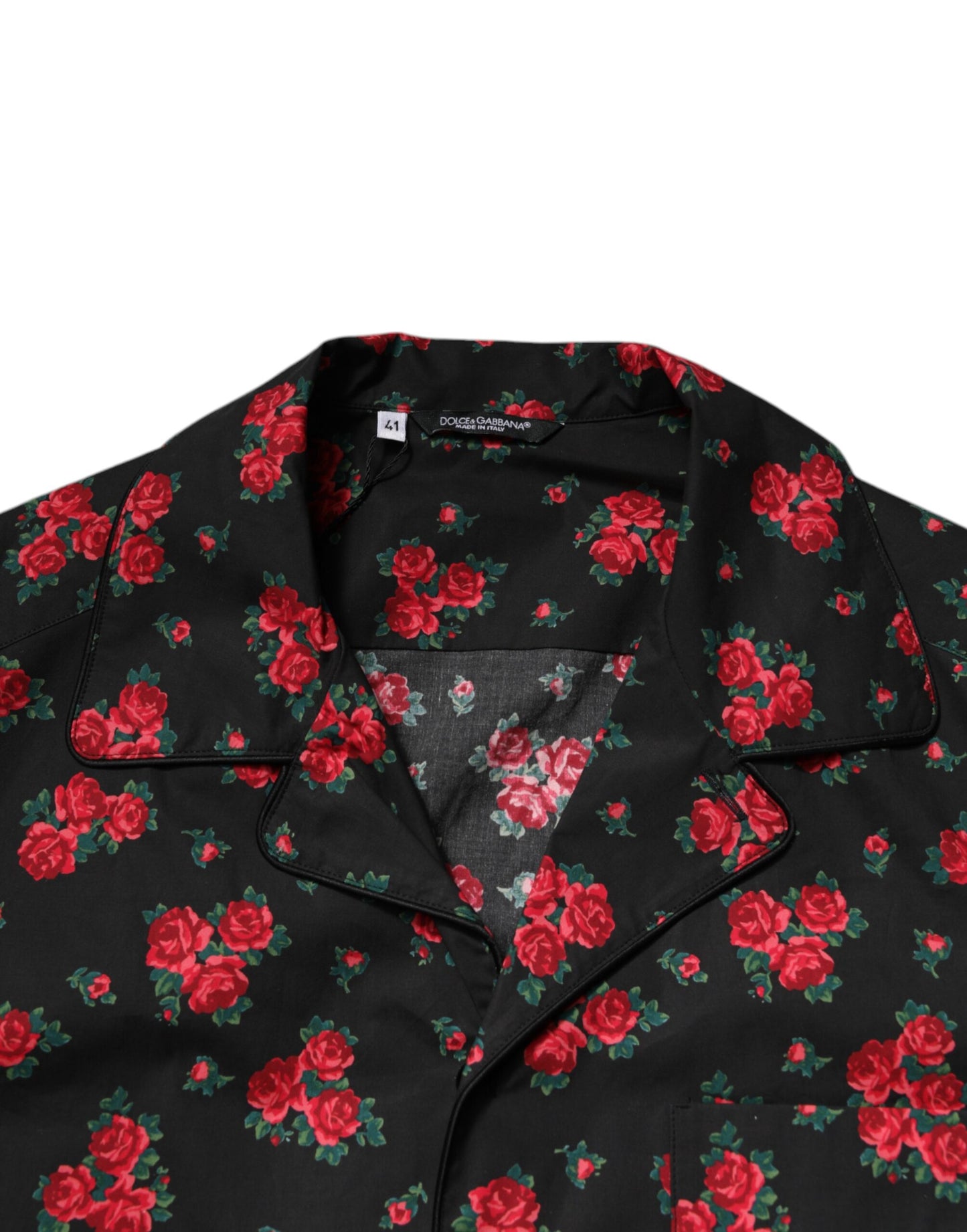 Dolce & Gabbana Black Floral Print Cotton Pajama Set for Men
