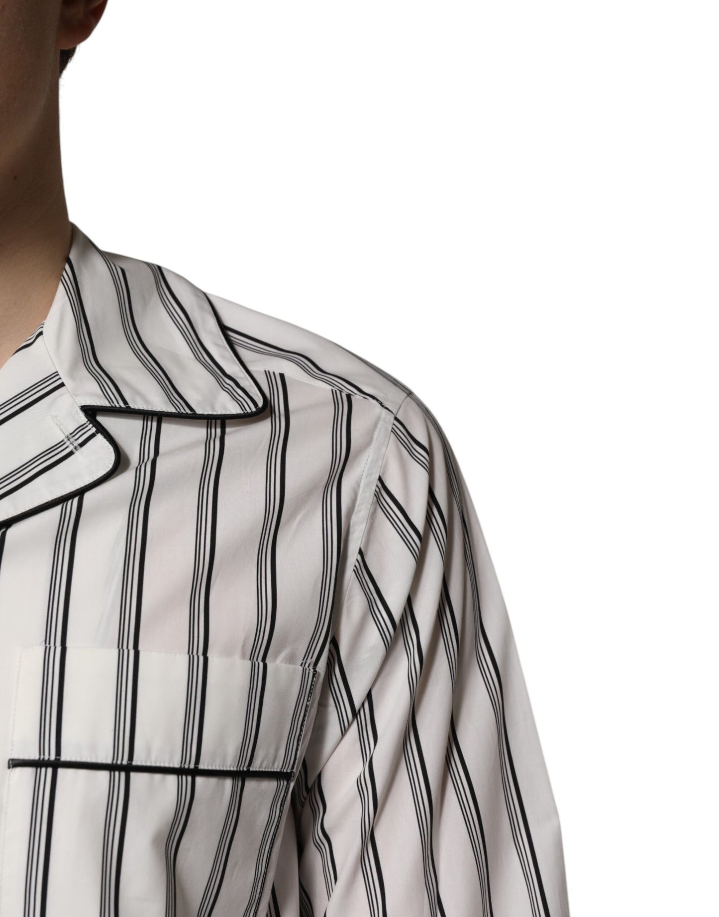 Dolce & Gabbana White Black Stripes Cotton Men Pajama Set