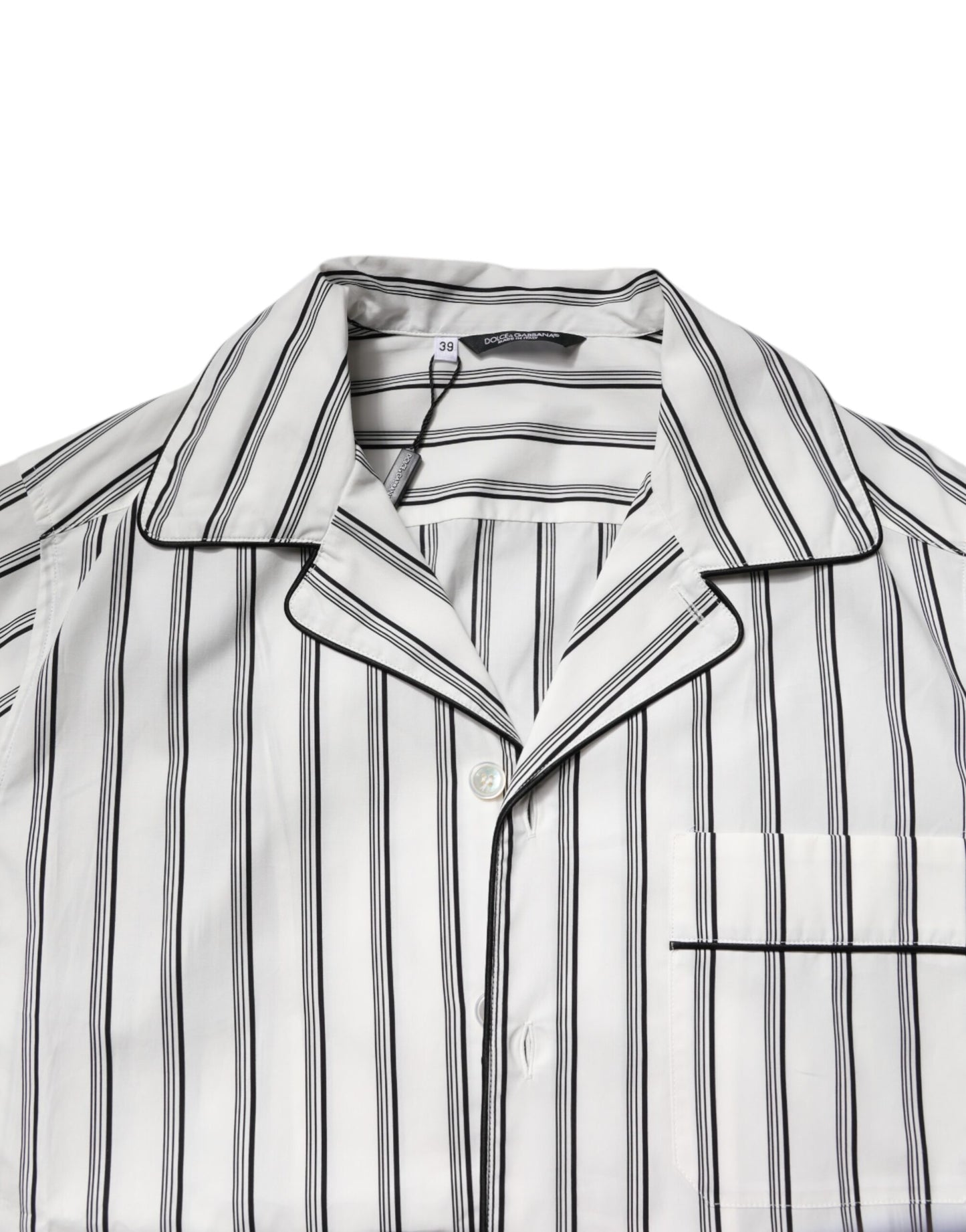 Dolce & Gabbana White Black Stripes Cotton Men Pajama Set