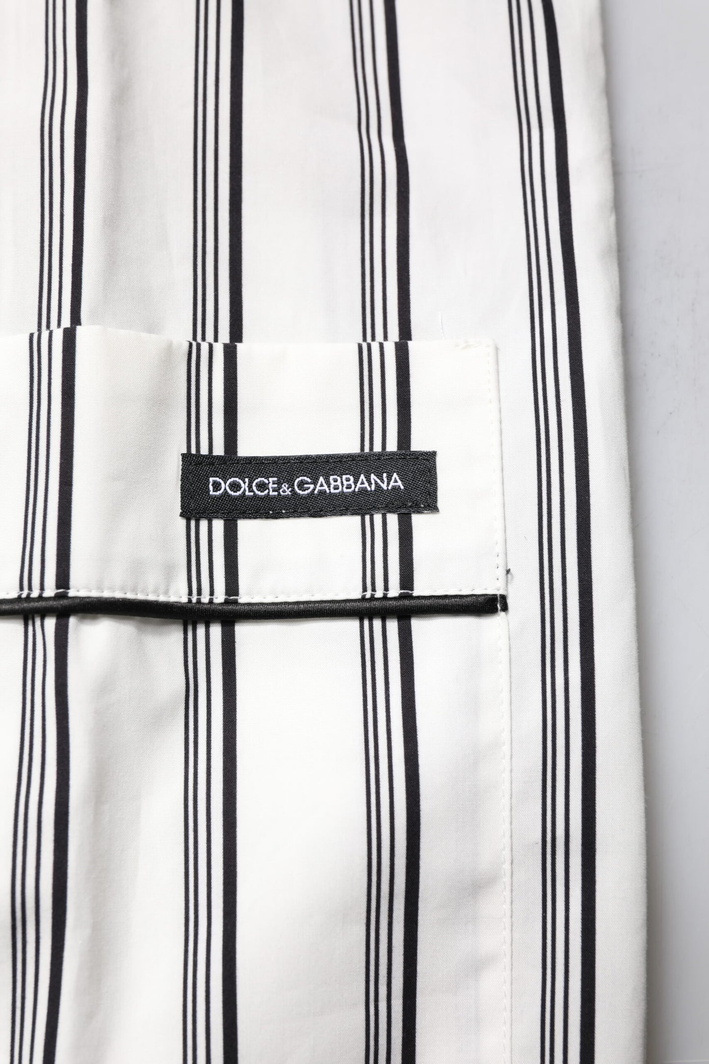 Dolce & Gabbana White Black Stripes Cotton Men Pajama Set