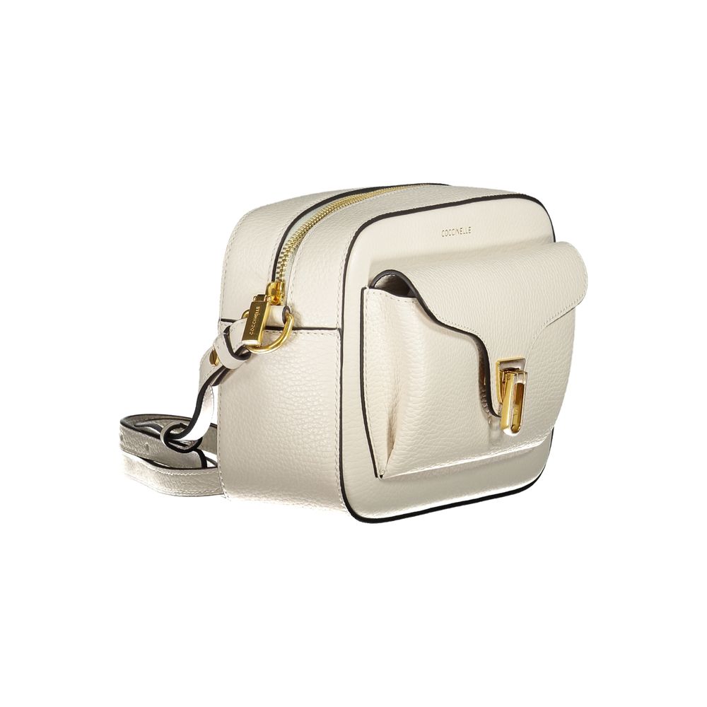 Coccinelle White Leather Handbag: Elegant Versatility for the Modern Woman