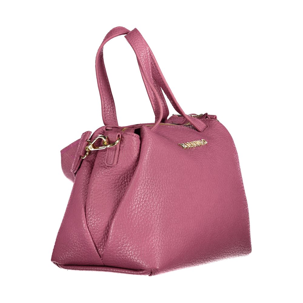 Mario Valentino Pink Faux Leather Handbag with Gold Accents