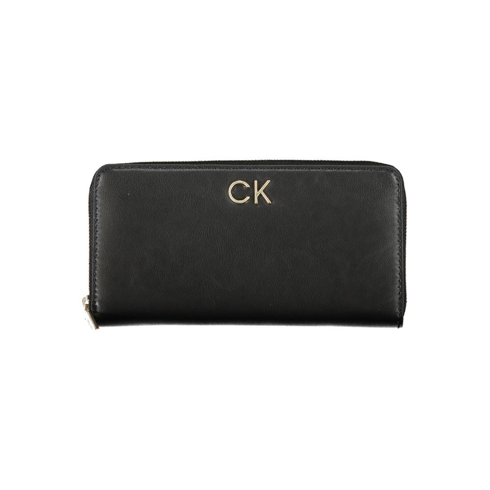 Calvin Klein Elegant Black Faux Leather Multi-Compartment Wallet