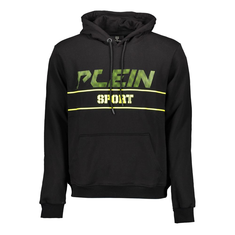 Plein Sport Black Cotton Men Sweater with Hood
