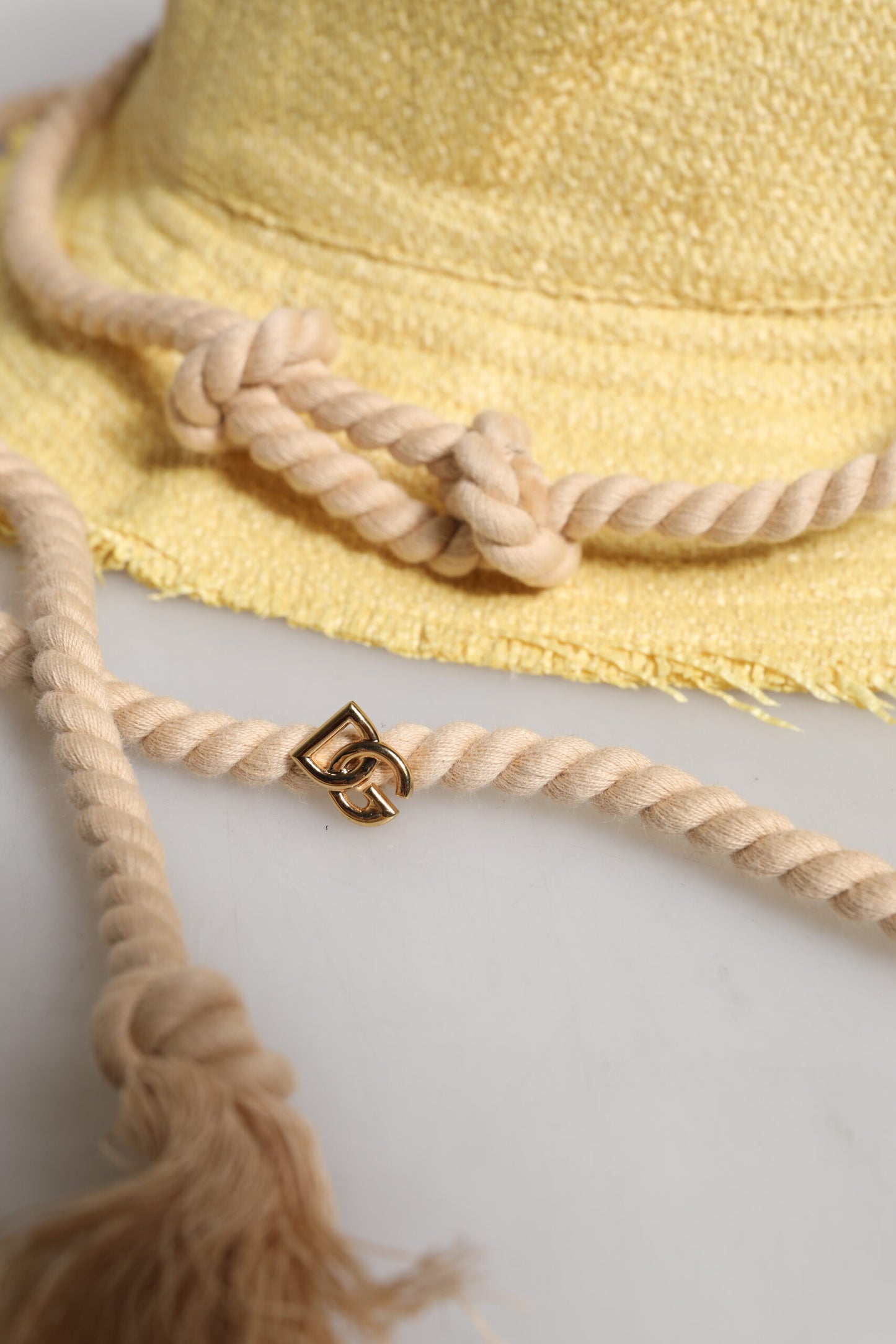 Dolce & Gabbana Yellow Cotton Wide Brim Bucket Cap