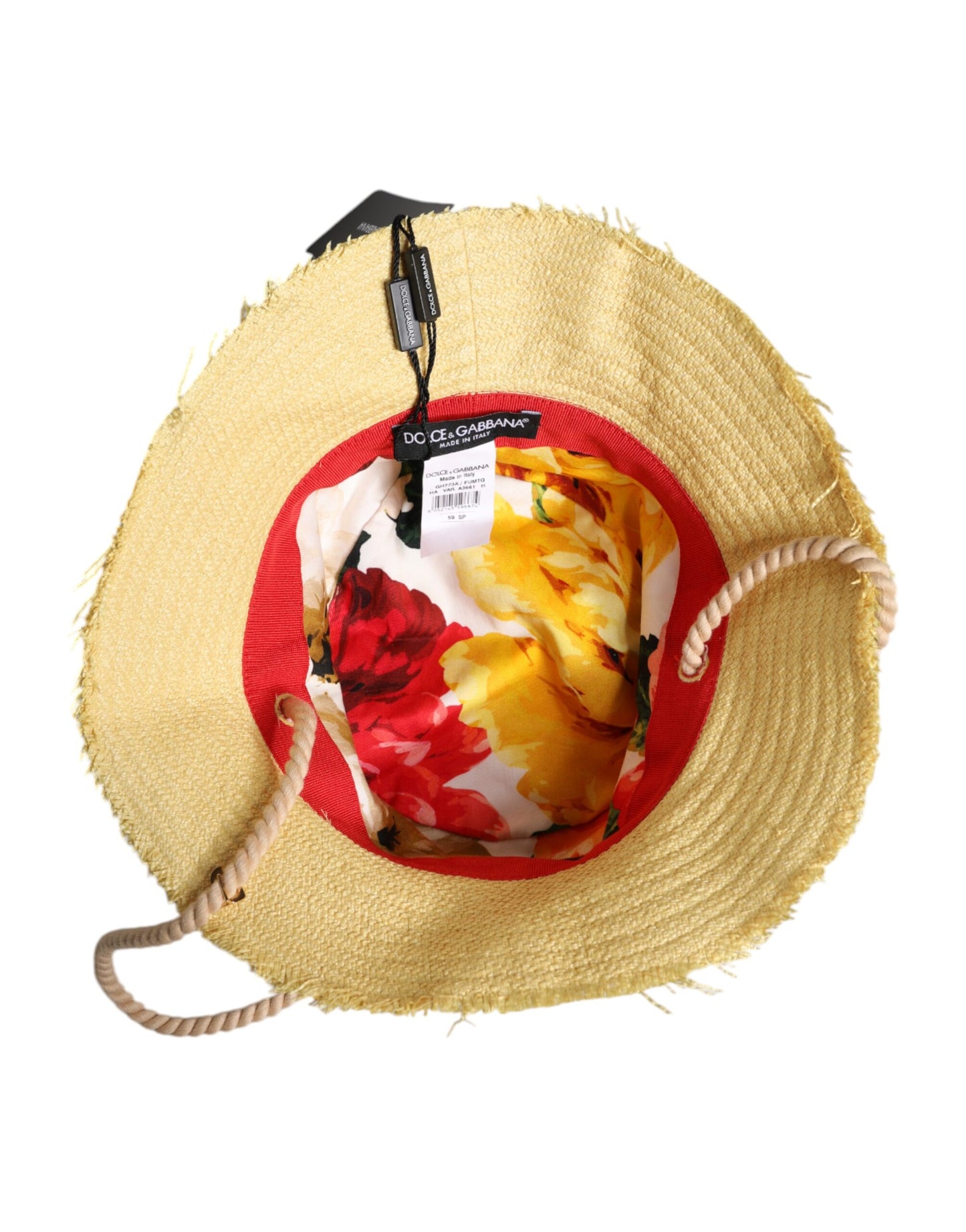 Dolce & Gabbana Yellow Cotton Wide Brim Bucket Cap