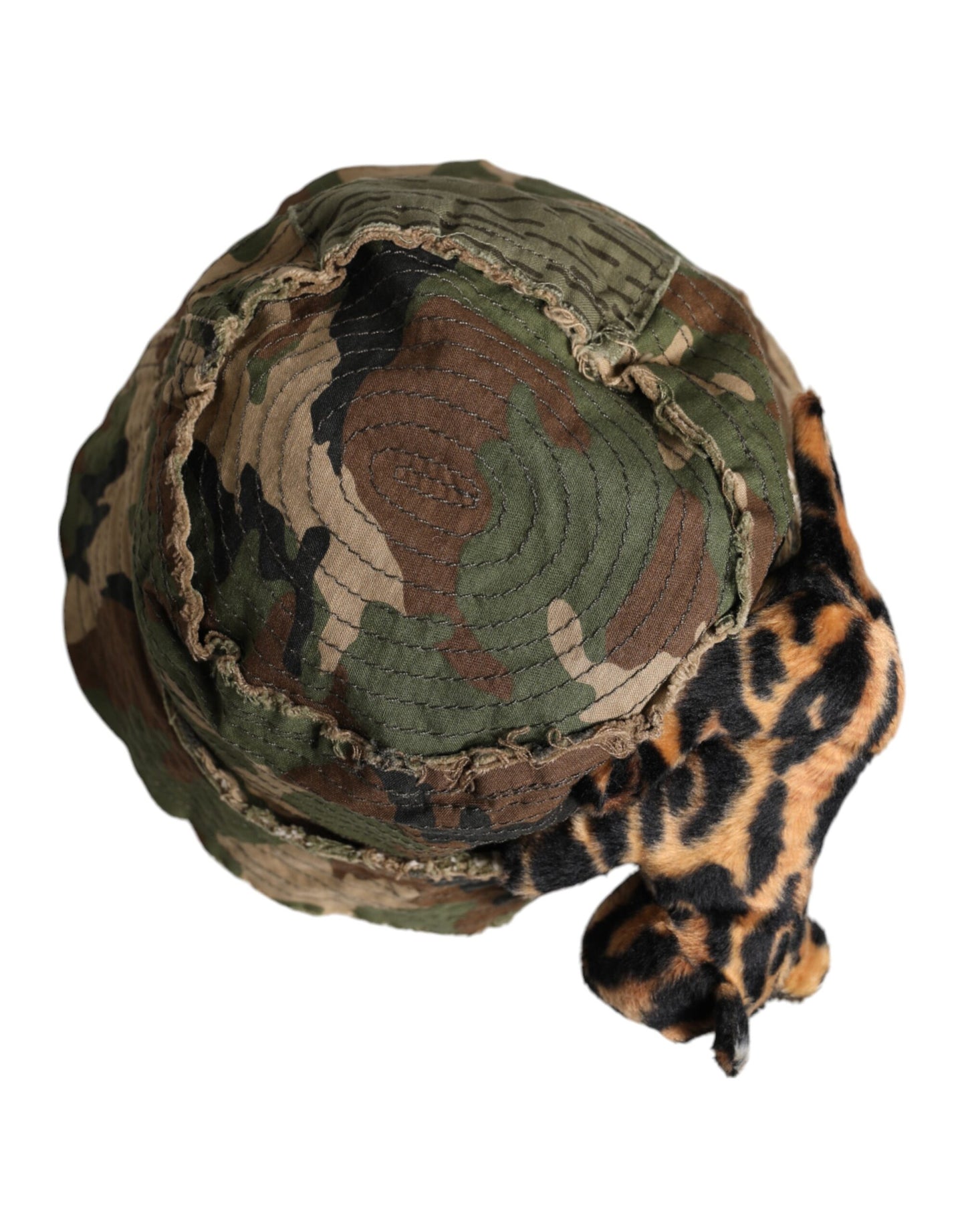 Dolce & Gabbana Camo & Leopard Embellished Wide Brim Bucket Hat