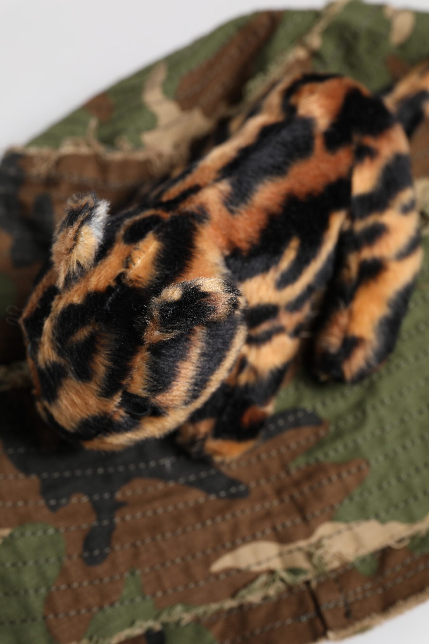 Dolce & Gabbana Camo & Leopard Embellished Wide Brim Bucket Hat