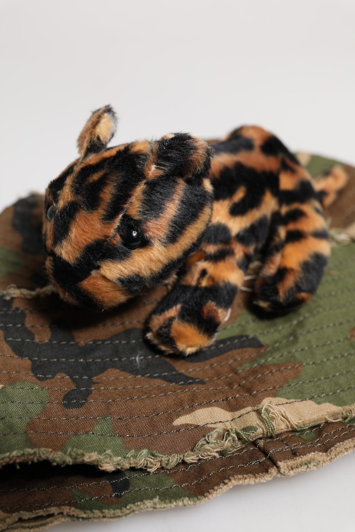 Dolce & Gabbana Camo & Leopard Embellished Wide Brim Bucket Hat