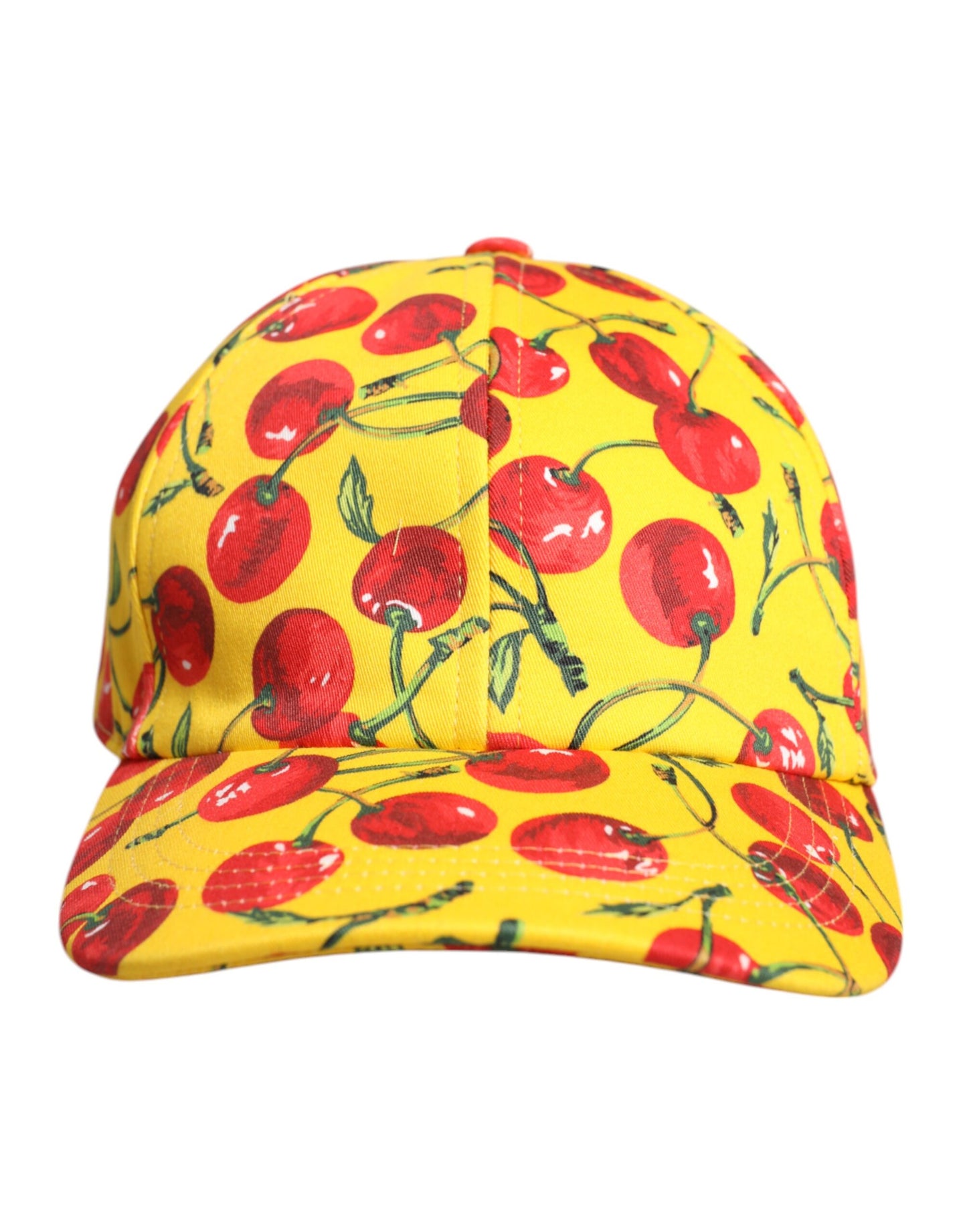 Dolce & Gabbana Yellow Cotton Cherry Printed Baseball Cap