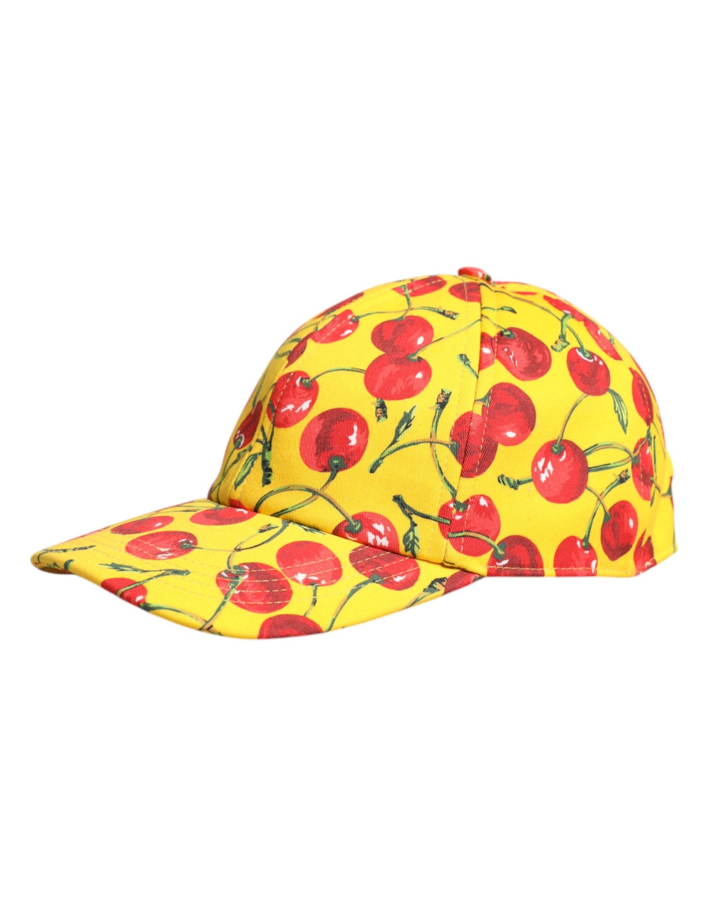 Dolce & Gabbana Yellow Cotton Cherry Printed Baseball Cap