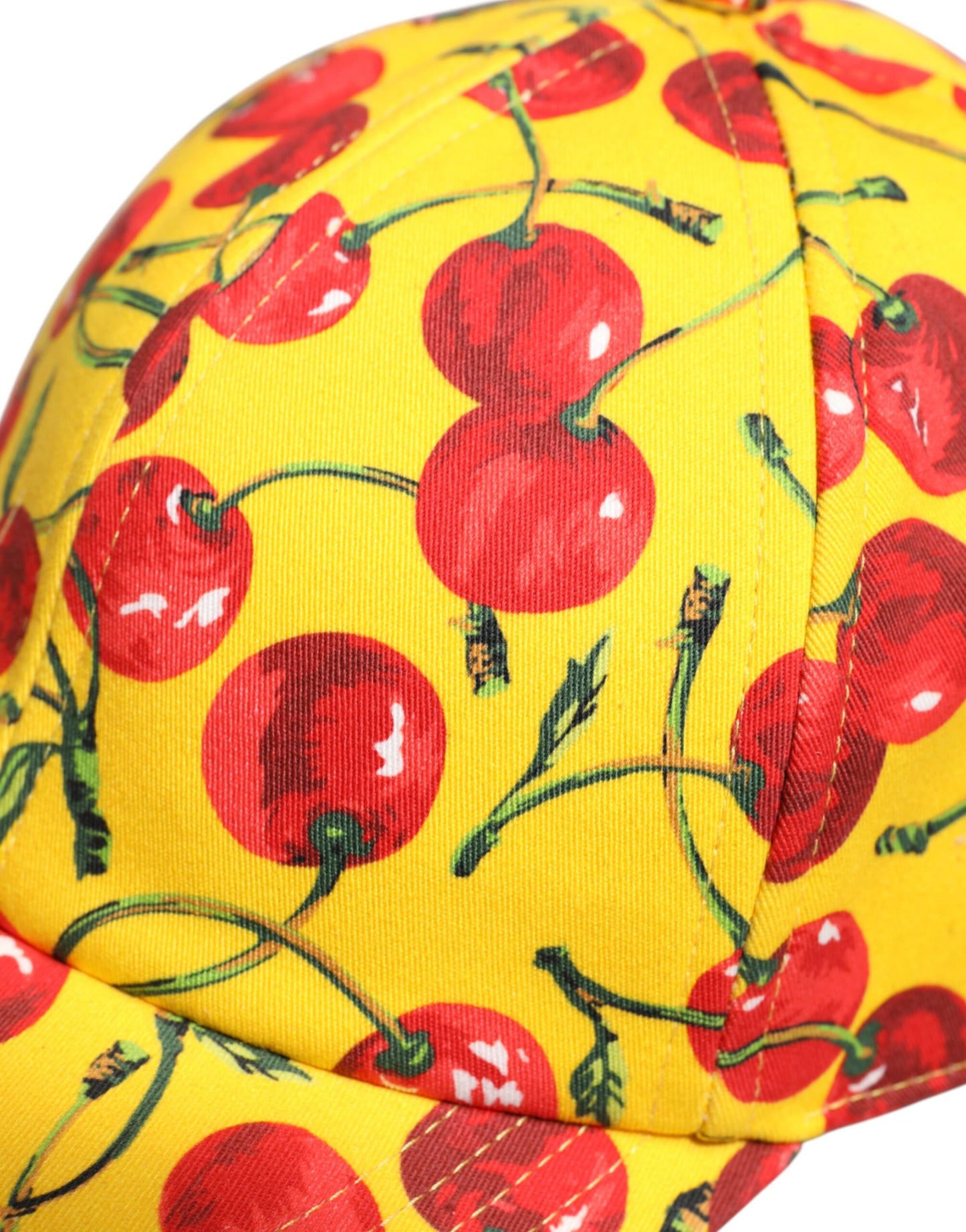 Dolce & Gabbana Yellow Cotton Cherry Printed Baseball Cap