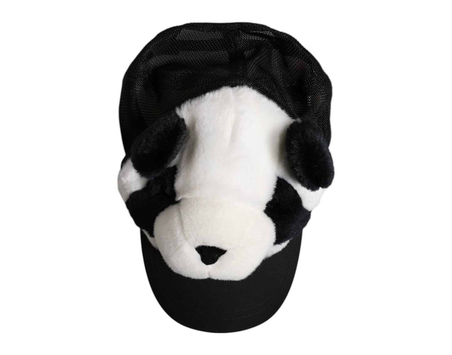 Dolce & Gabbana Black and White Panda Fur Women's Baseball Cap