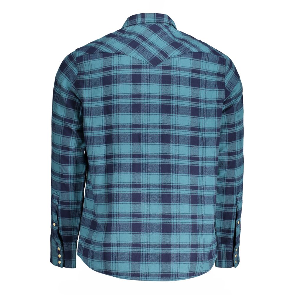 Wrangler Blue Cotton Shirt - Long Sleeve Scottish Flannel