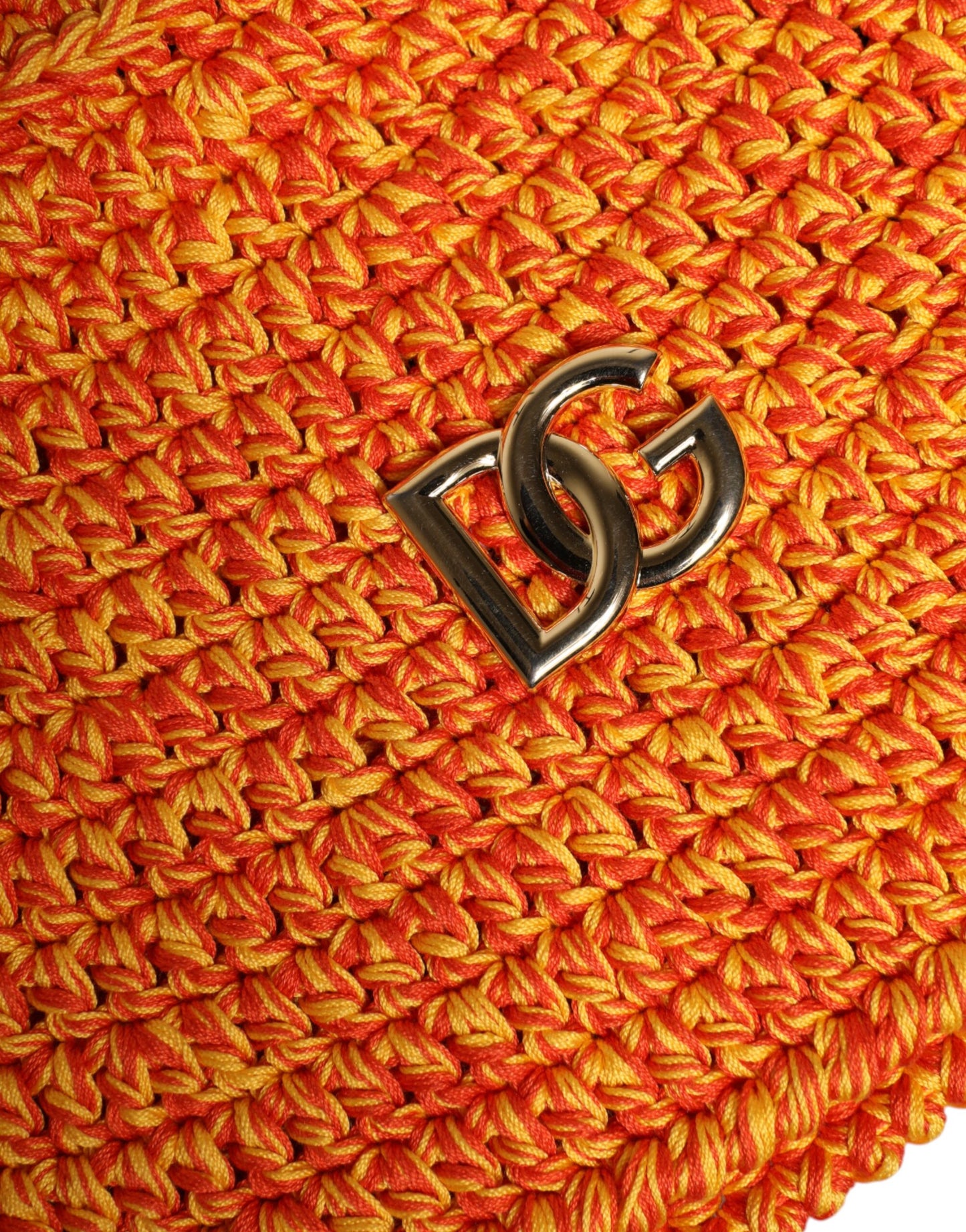 Dolce & Gabbana Orange Cotton Crochet DG Logo Bucket Hat