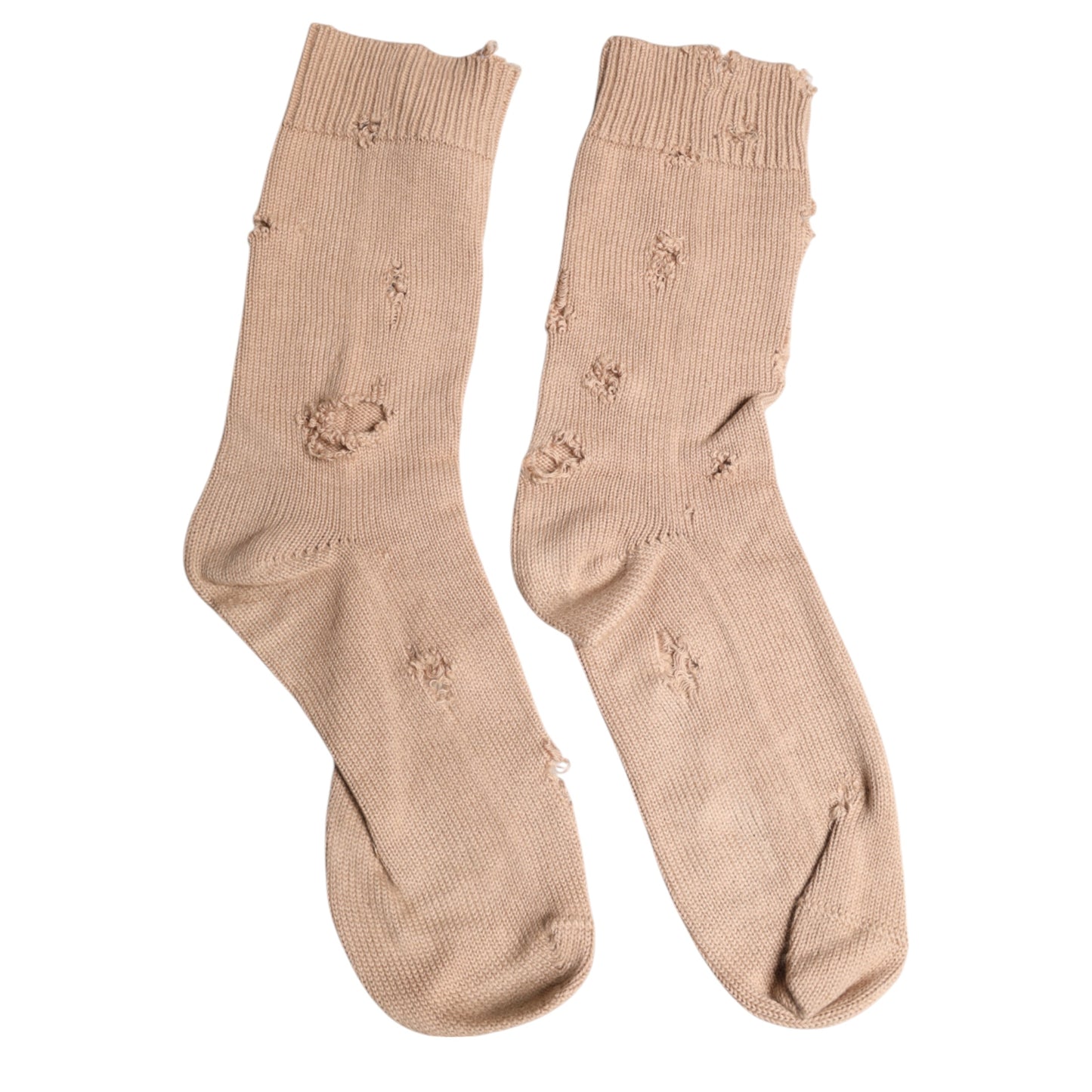 Dolce & Gabbana Beige Solid Stretch Mid Calf Men's Socks