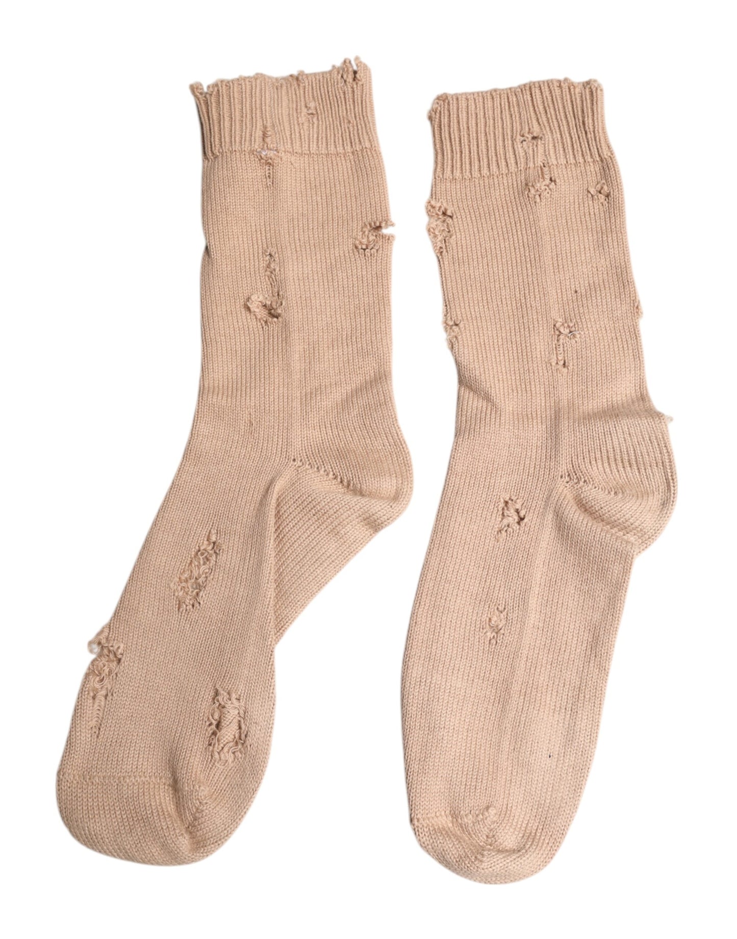 Dolce & Gabbana Beige Solid Stretch Mid Calf Men's Socks