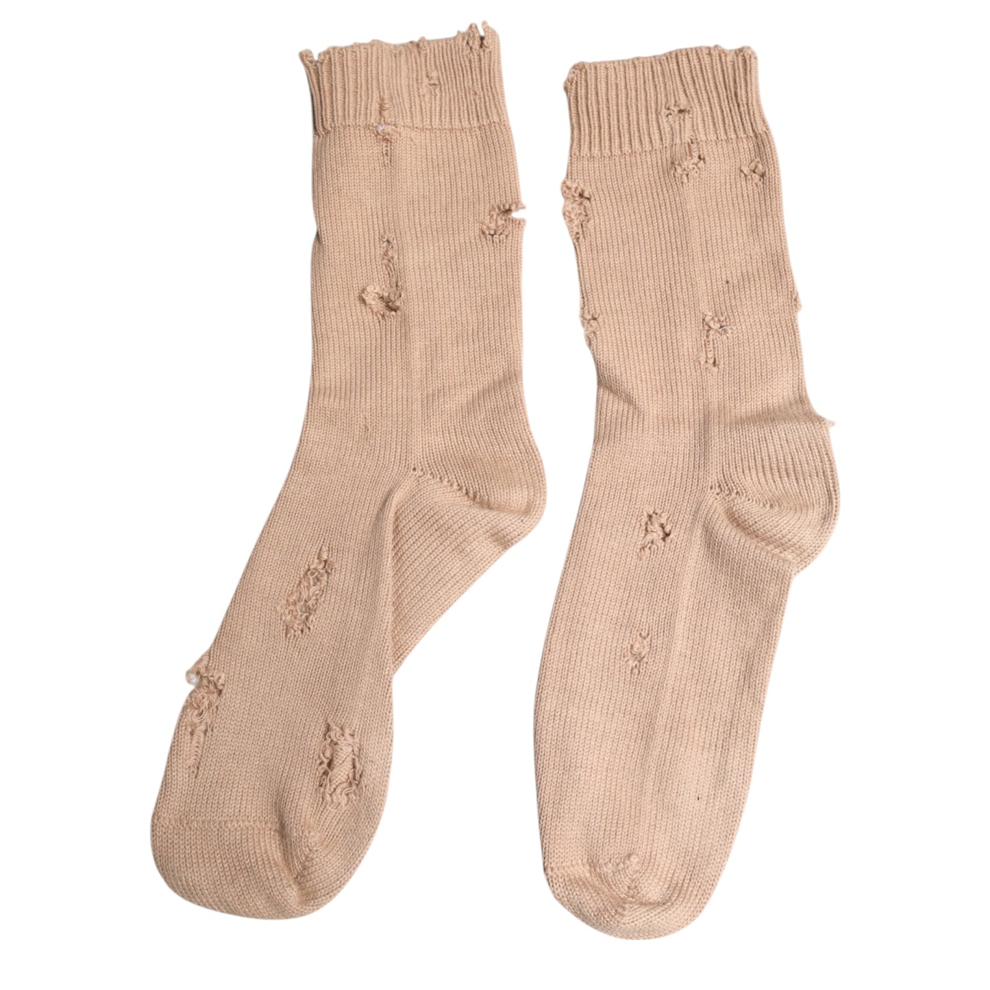 Dolce & Gabbana Beige Solid Stretch Mid Calf Men's Socks
