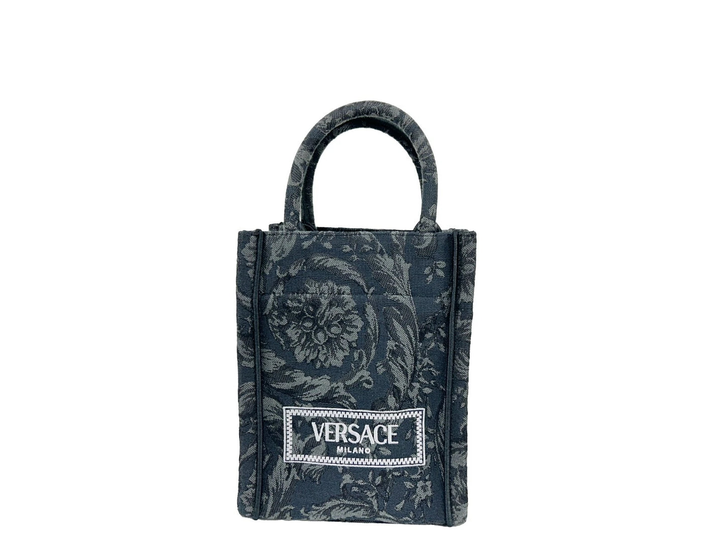 Versace Athena Barocco Mini Top Handle Tote Crossbody Bag - Black