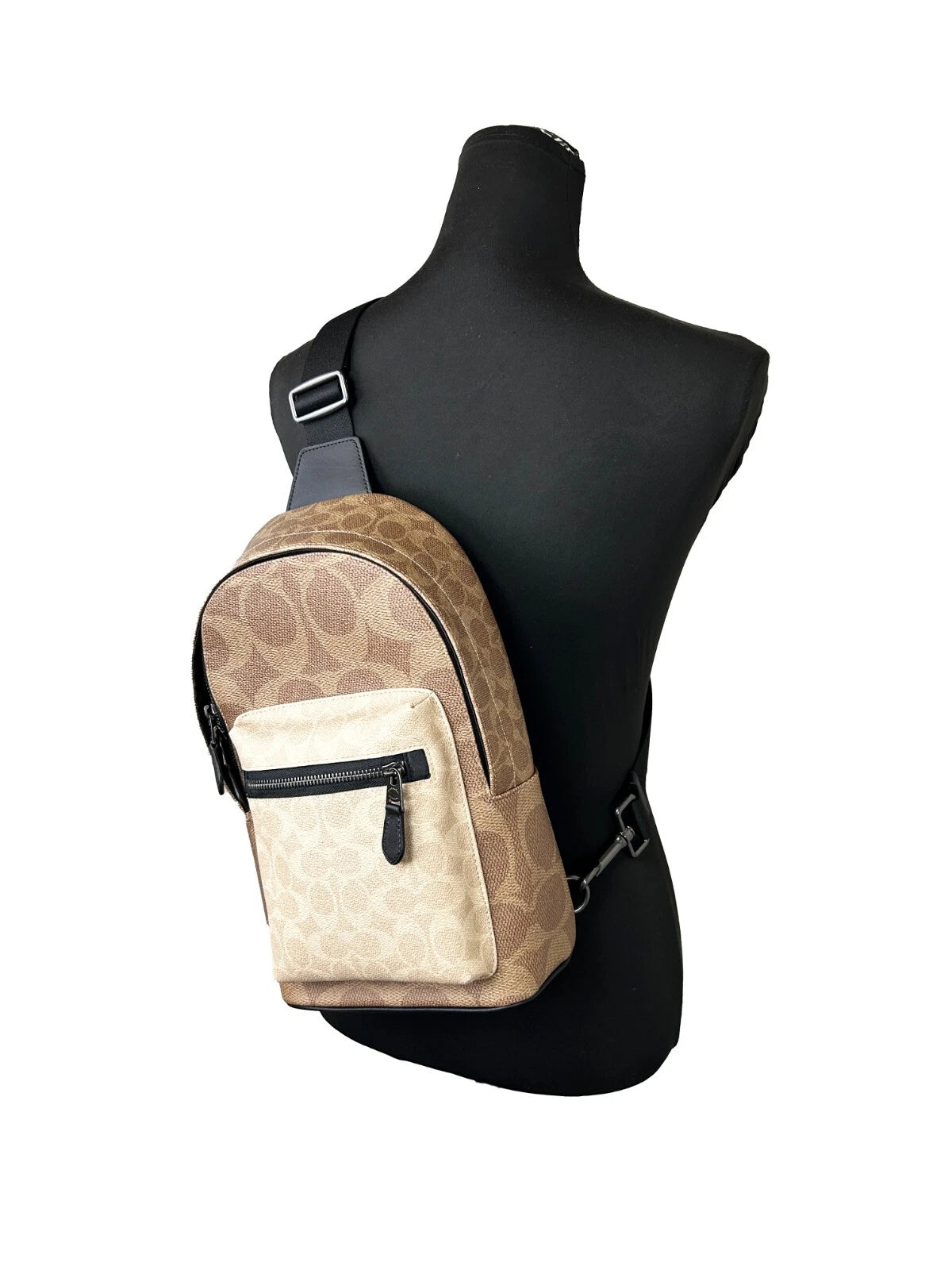COACH West Color Block Leather Sling Pack Backpack Bag - Sand