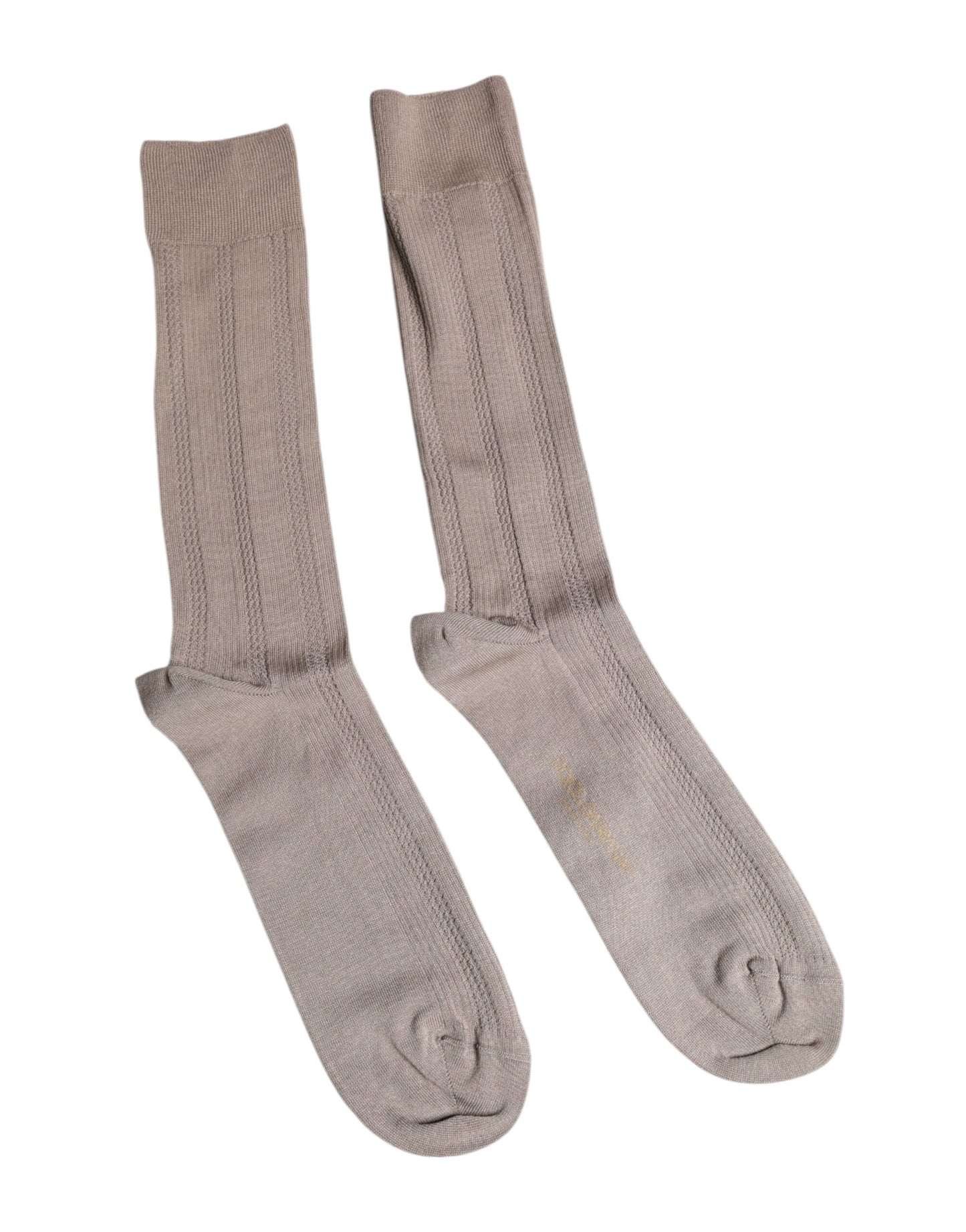 Dolce & Gabbana Brown Cotton Stretch Over Calf Socks