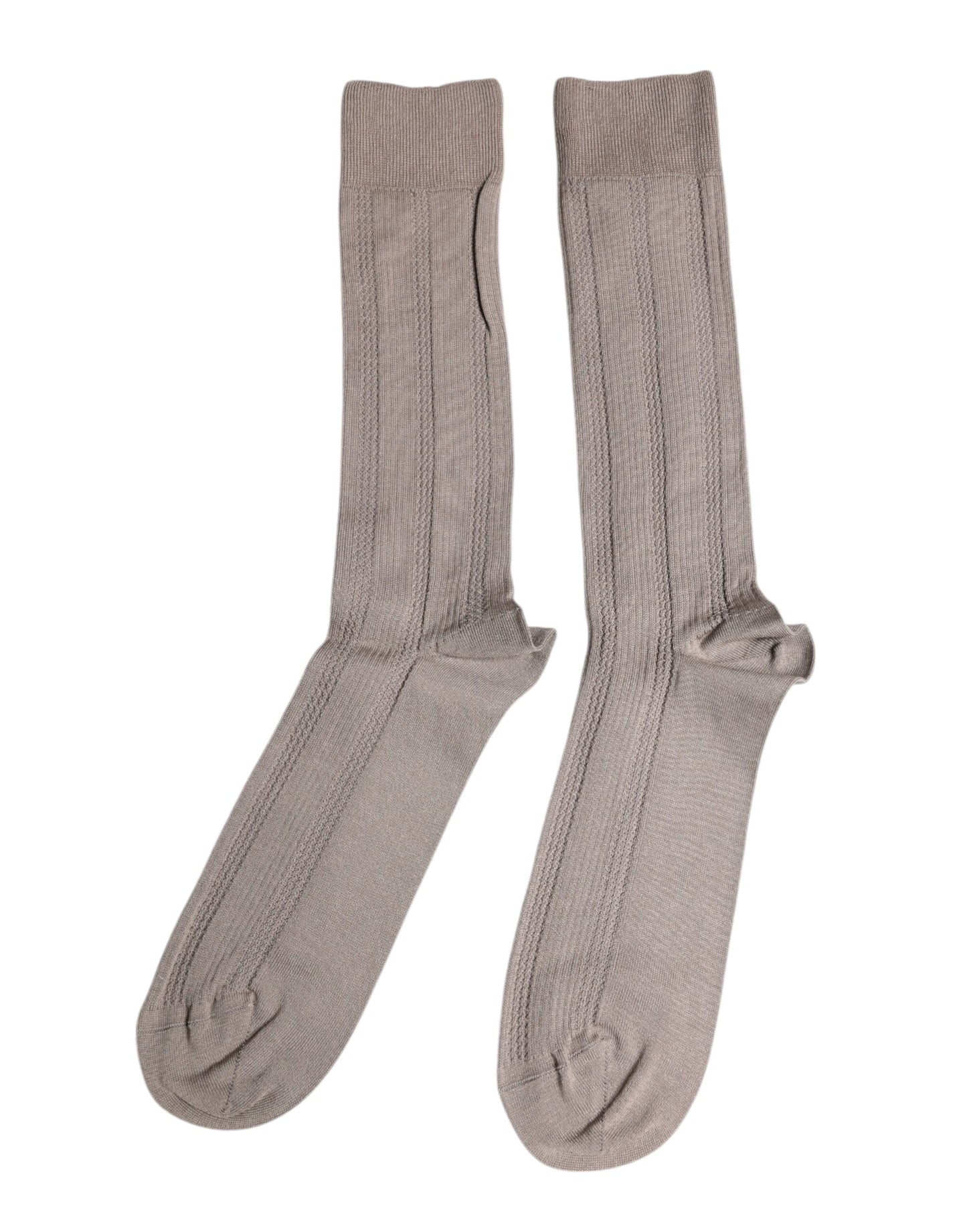 Dolce & Gabbana Brown Cotton Stretch Over Calf Socks