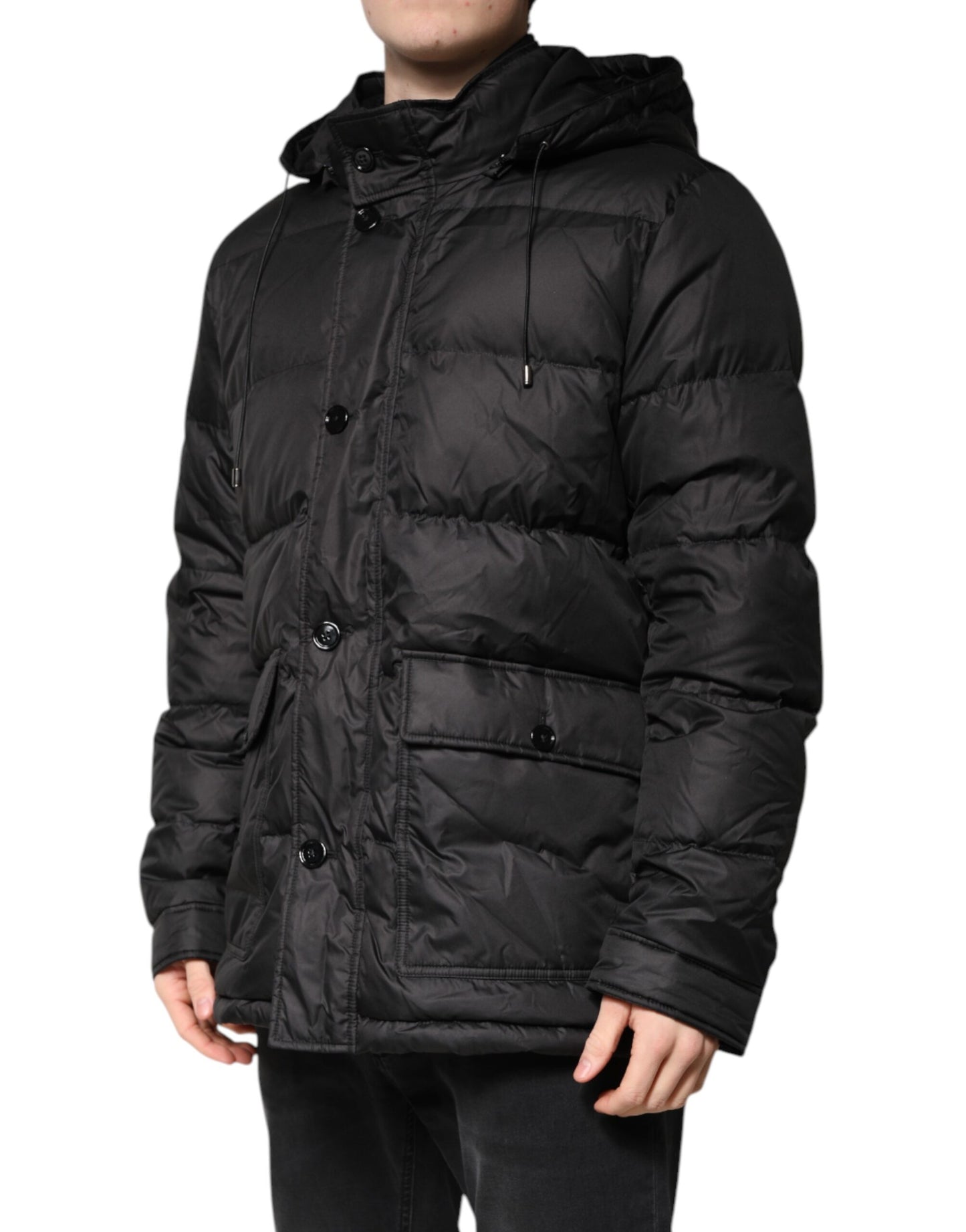 Dolce & Gabbana Black Hooded Parka Coat – Elevated Winter Essential