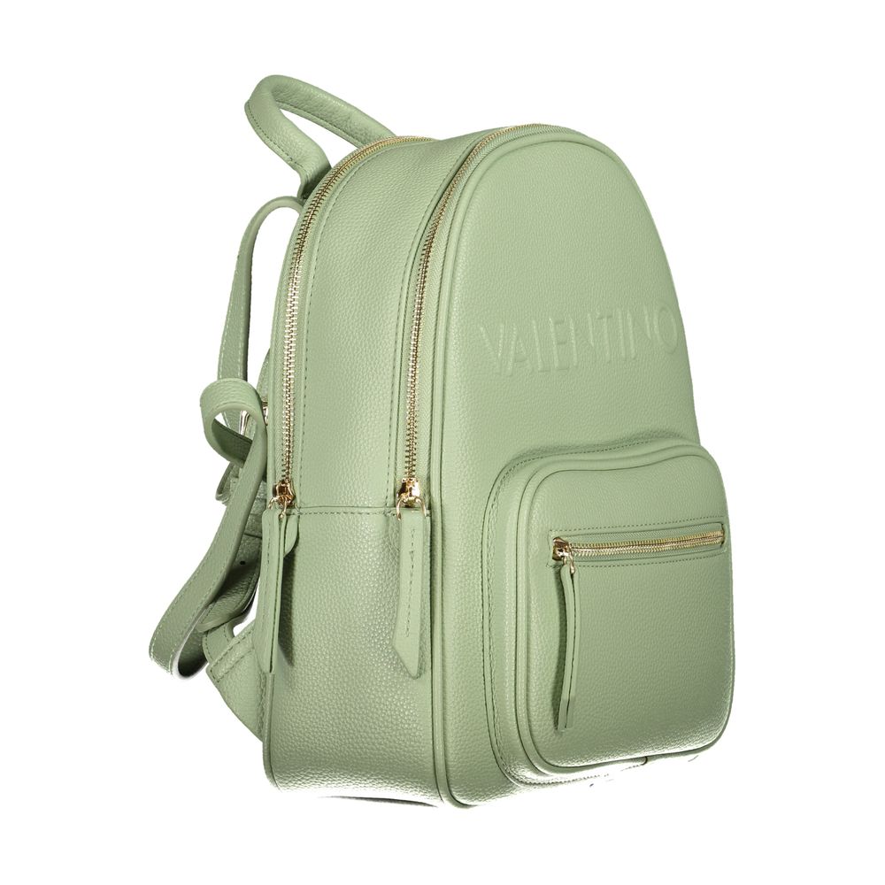Mario Valentino Green Faux Leather Backpack with Elegant Detailing